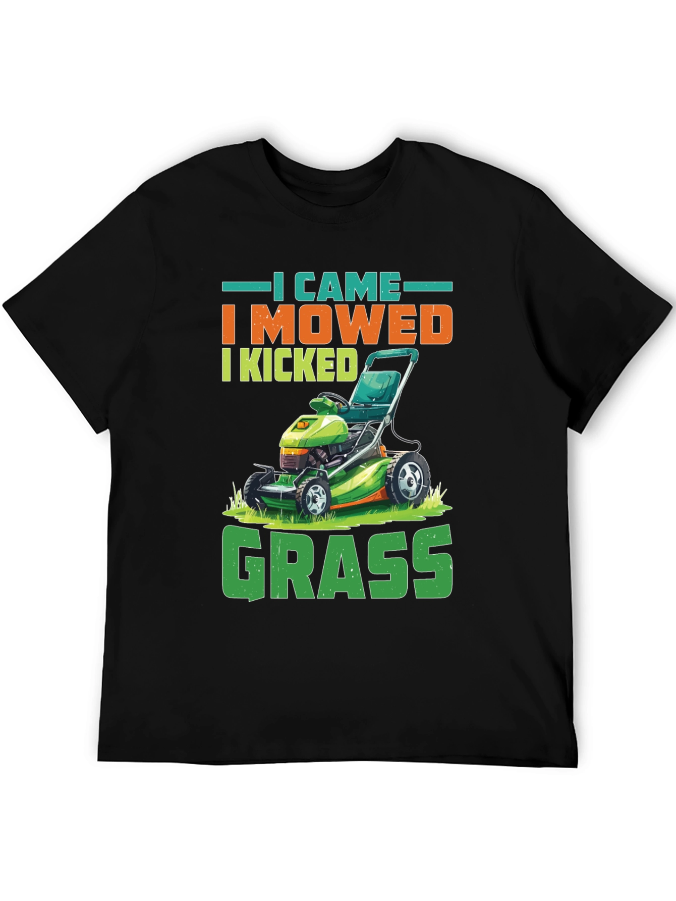Black I Came I Mowed Funny Lawn Mowing T-Shirt view 5