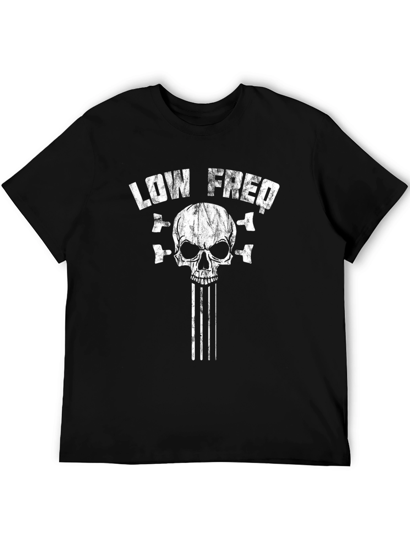 Black Low Freq Skull Graphic Print Black T-Shirt view 5