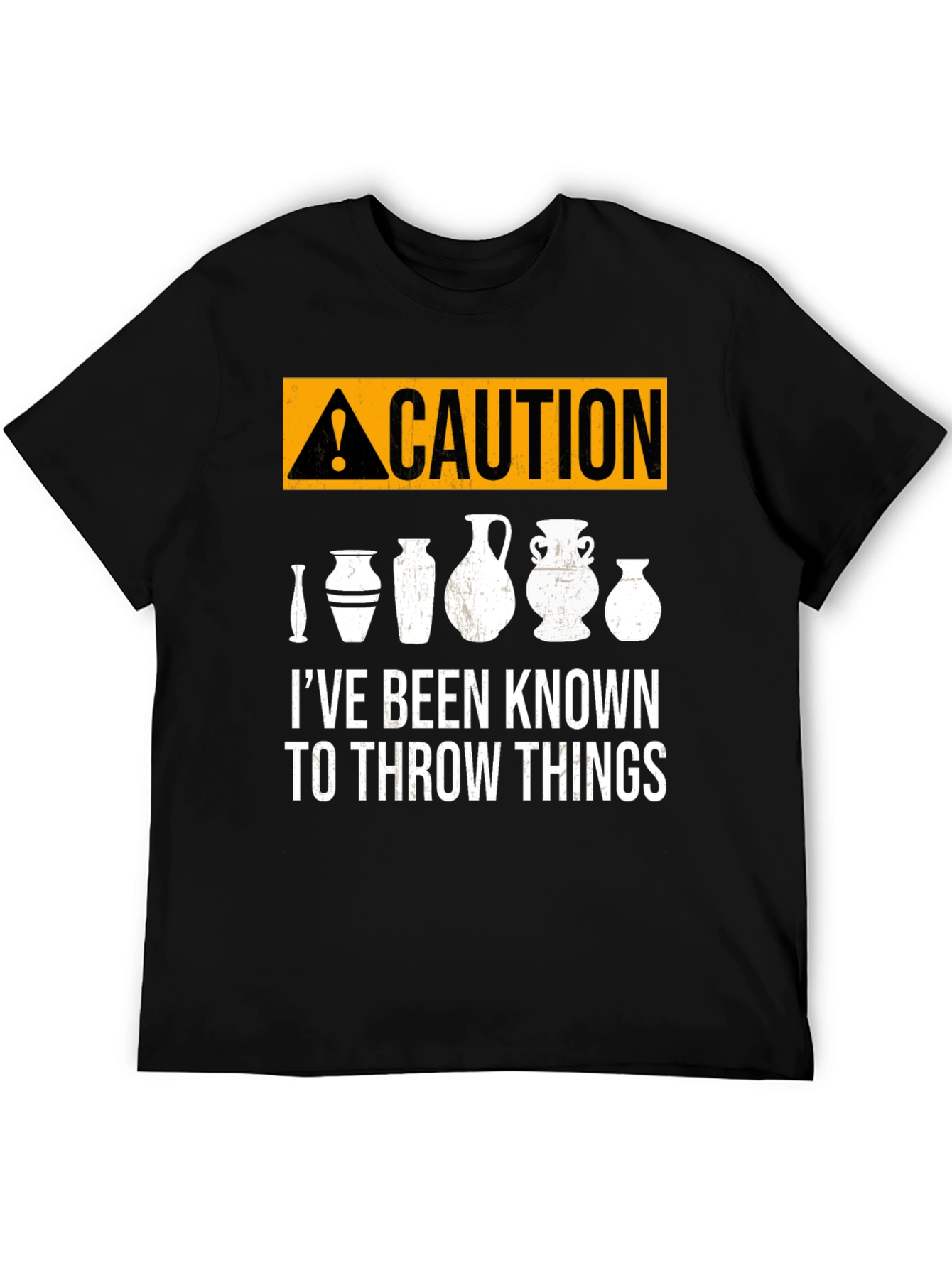 Black Caution: I Throw Things - Pottery T-Shirt view 5