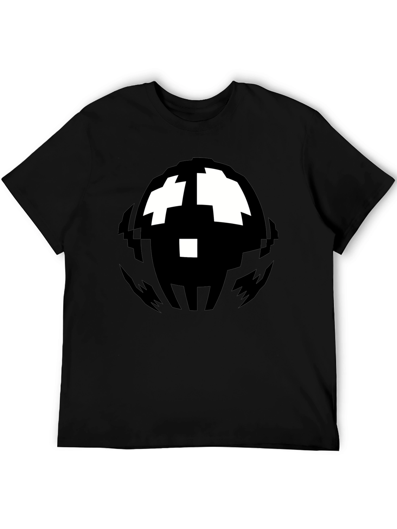 Black Pixelated Graphic T-Shirt - Black Crew Neck Tee view 5