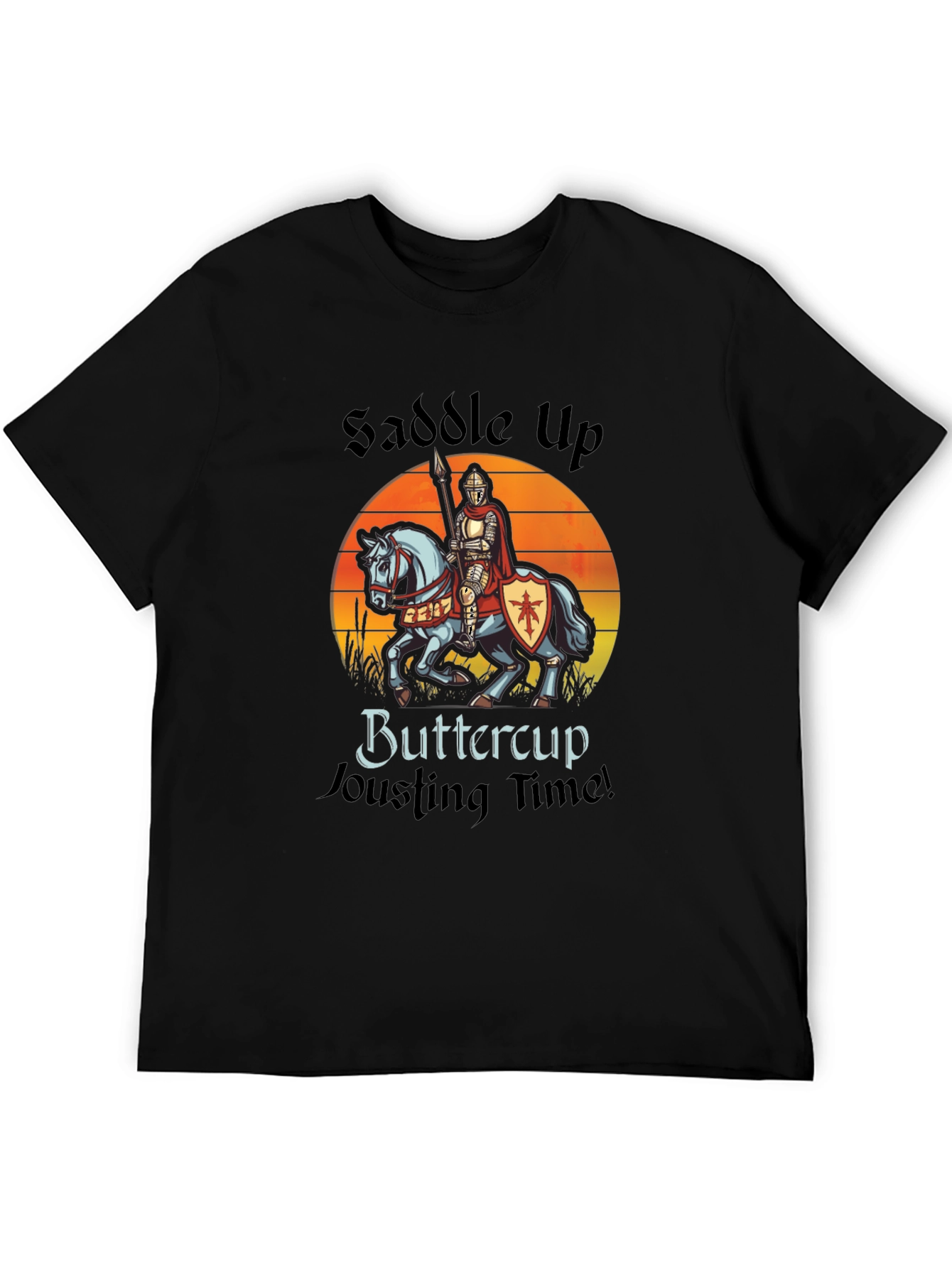 Black Saddle Up Buttercup Jousting T-Shirt view 5