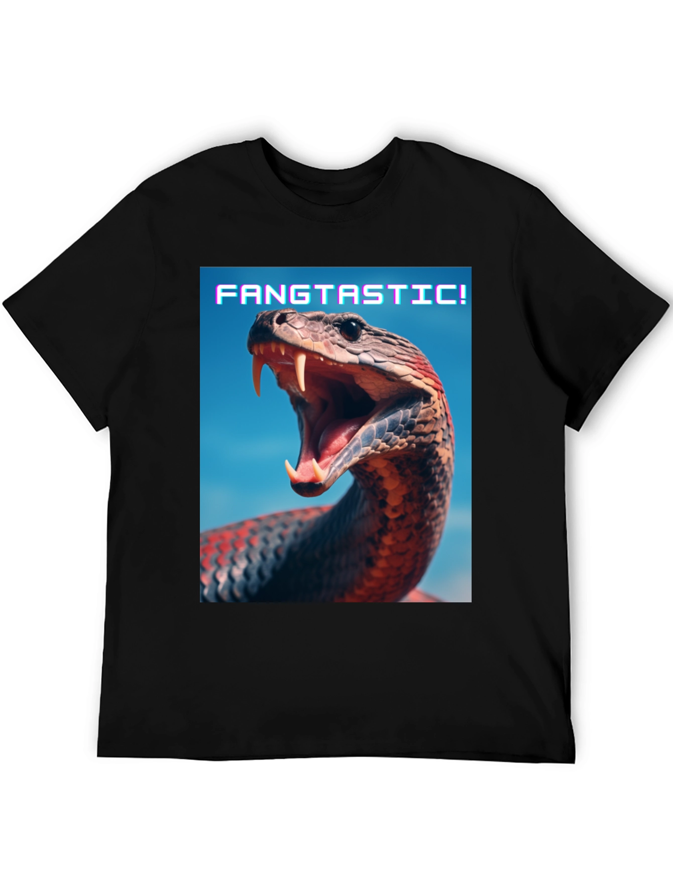 Black Fangtastic Snake Graphic Tee - Unique Animal Print Shirt view 5