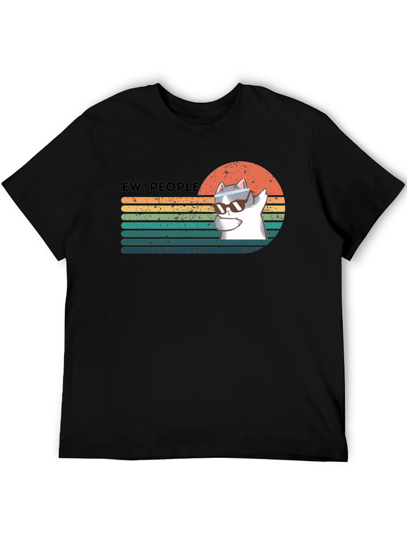 Black Ew People Cat Dabbing Graphic T-Shirt view 5