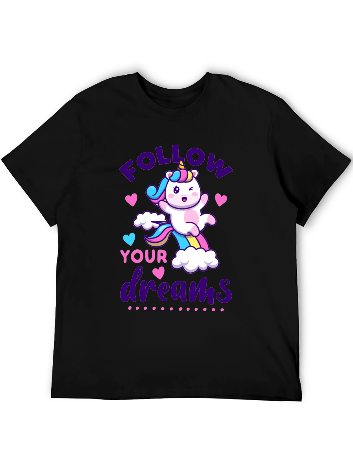 Black Follow Your Dreams Unicorn Graphic Tee view 5