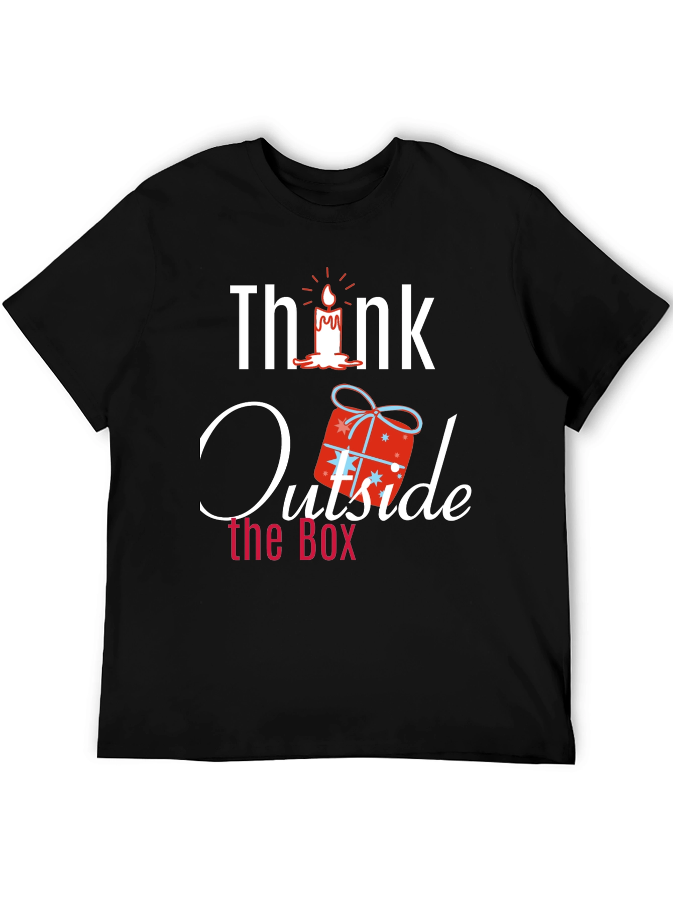 Black Think Outside the Box Novelty Graphic T-Shirt view 5