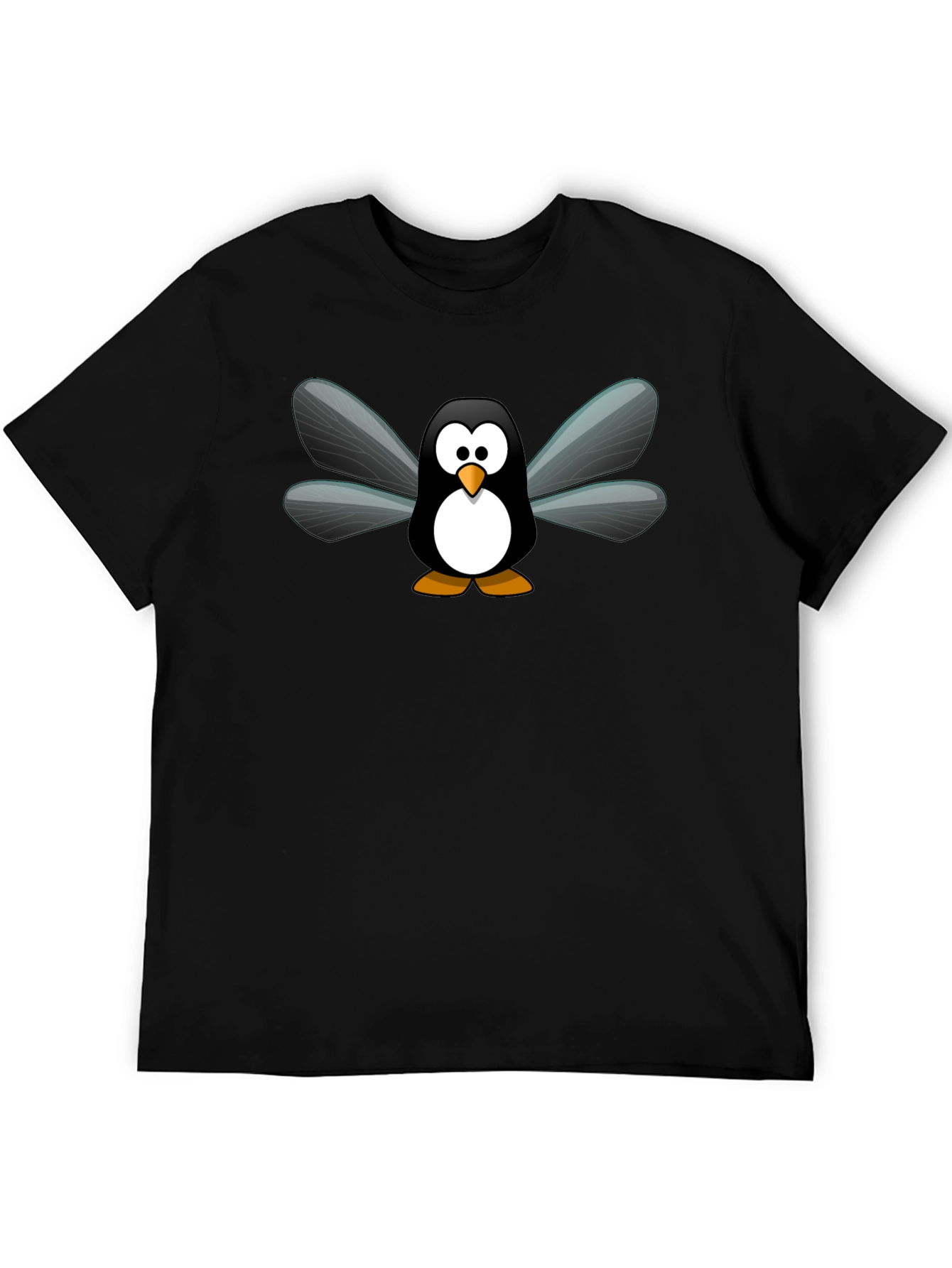 Black Penguin Fly T-Shirt - Soft Cotton Graphic Tee view 5
