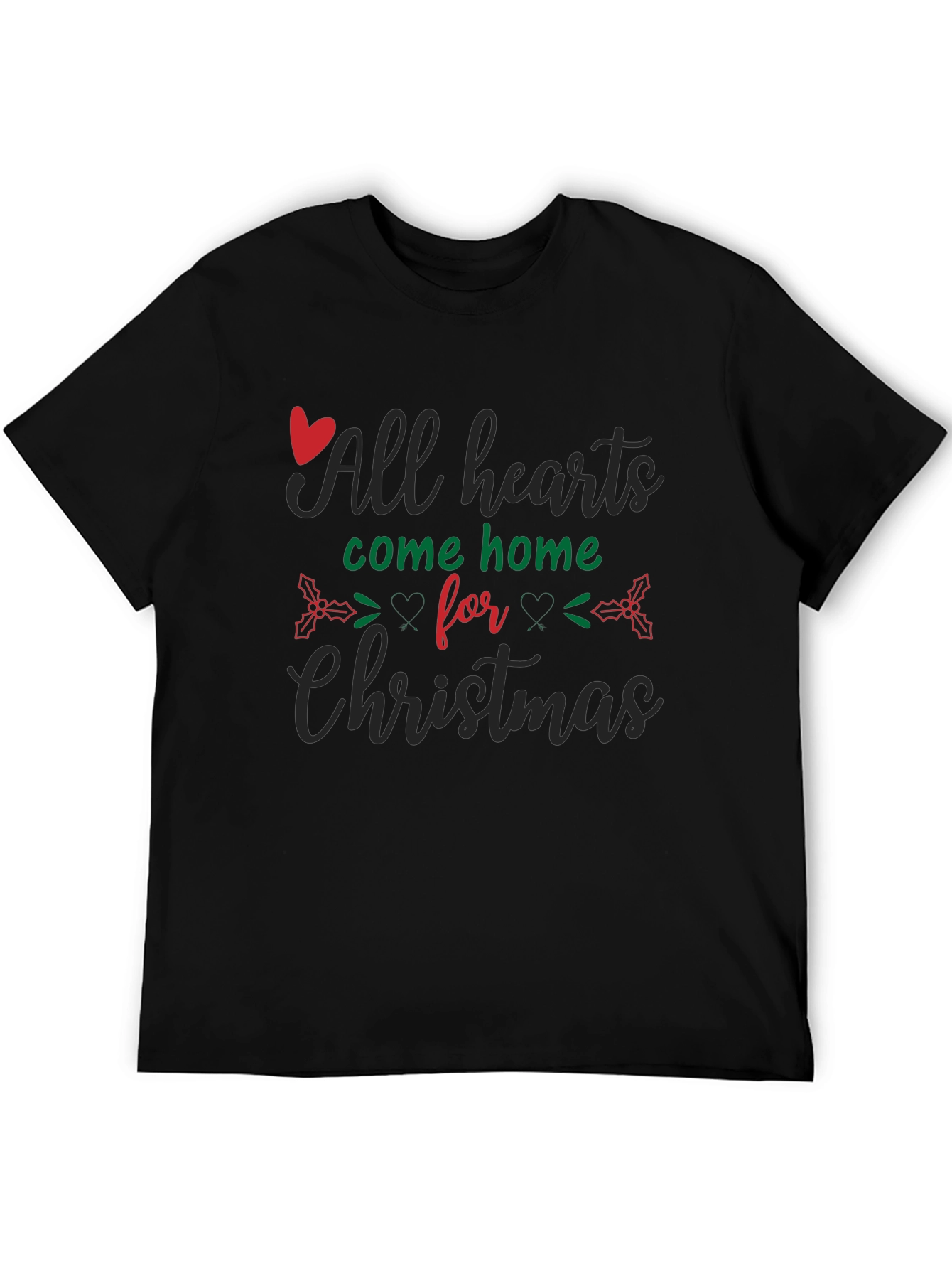 Black All Hearts Come Home for Christmas Black T-Shirt view 5