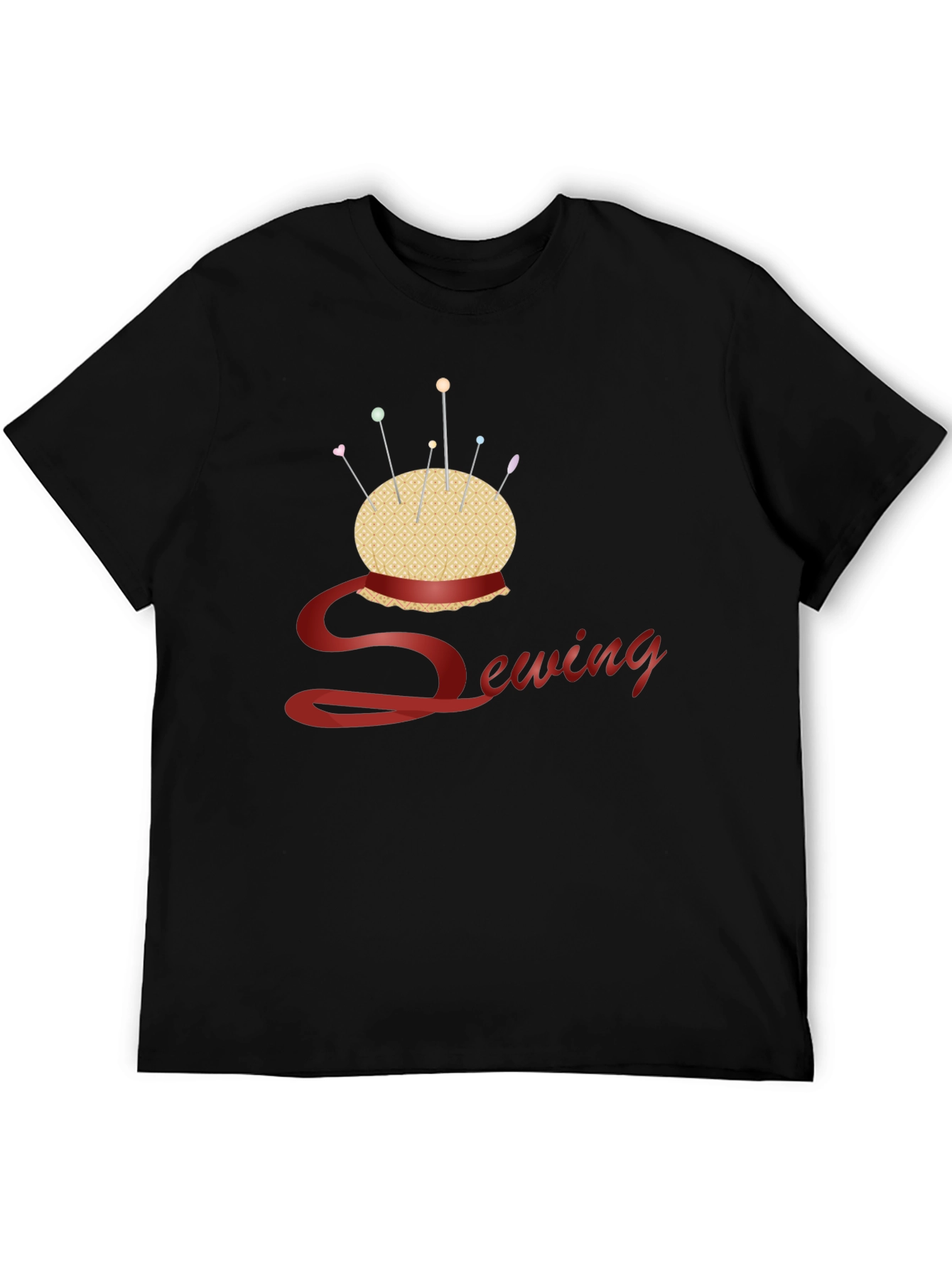 Black Sewing Themed Black T-Shirt view 5