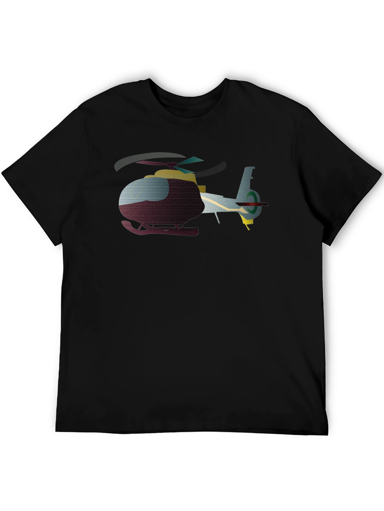 Black Helicopter Graphic T-Shirt - Black Crew Neck view 5