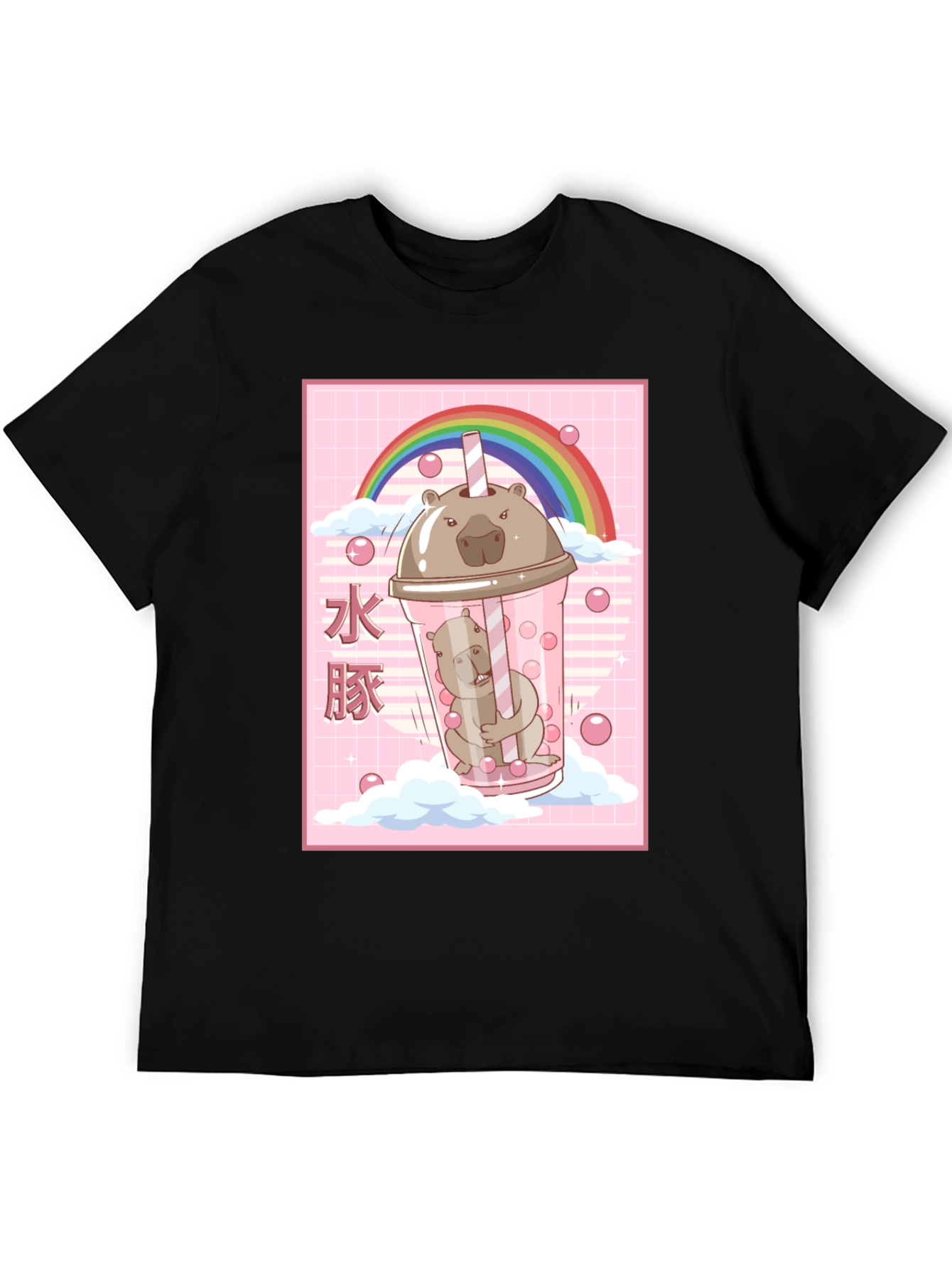 Kawaii Wombat Bubble Tea Black T-Shirt - 5