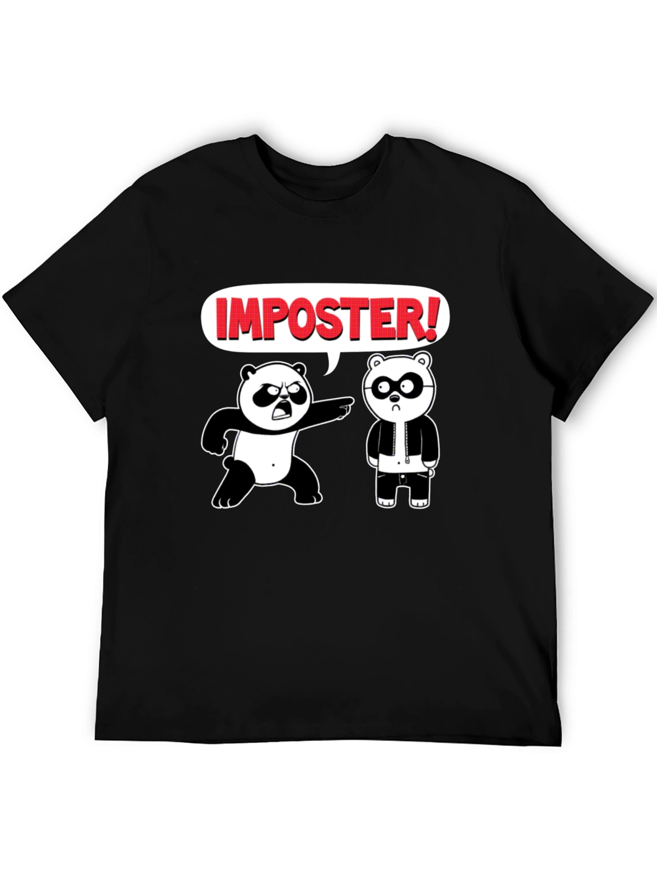 Black Imposter Panda Graphic T-Shirt - Black Cotton Tee view 5
