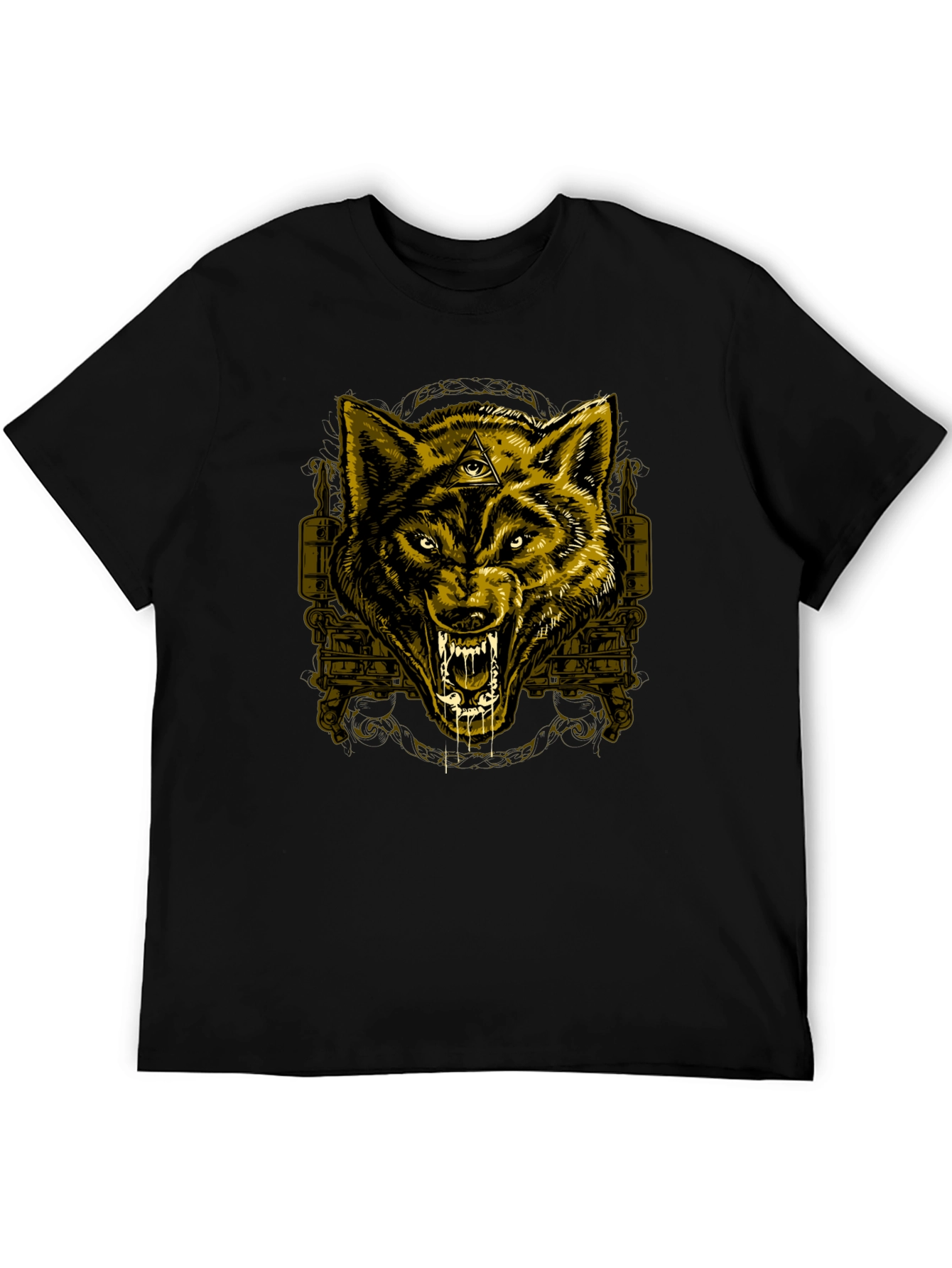 Black Wolf Graphic Print Crew Neck T-Shirt view 5