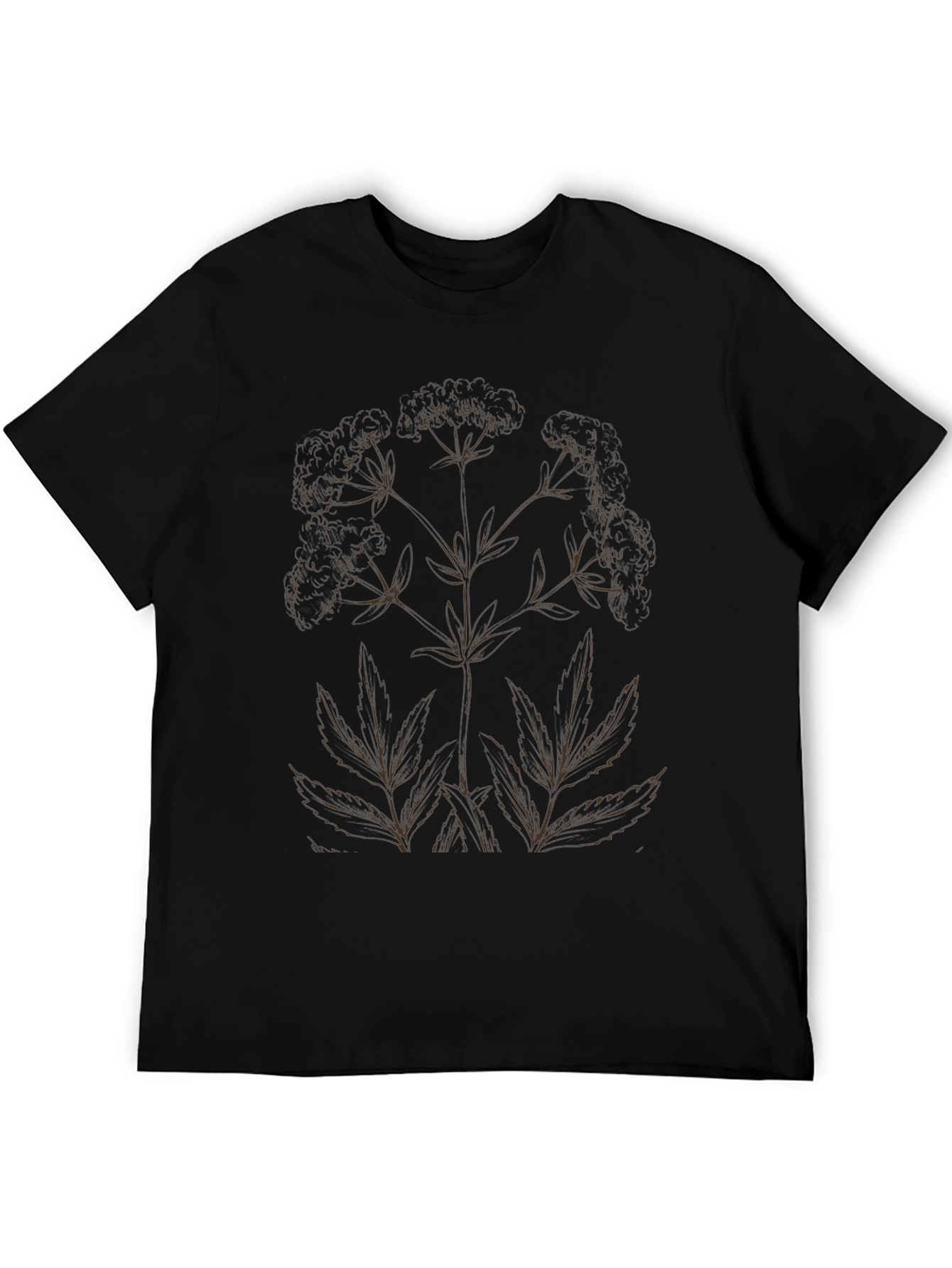 Black Botanical Print Black T-Shirt view 5