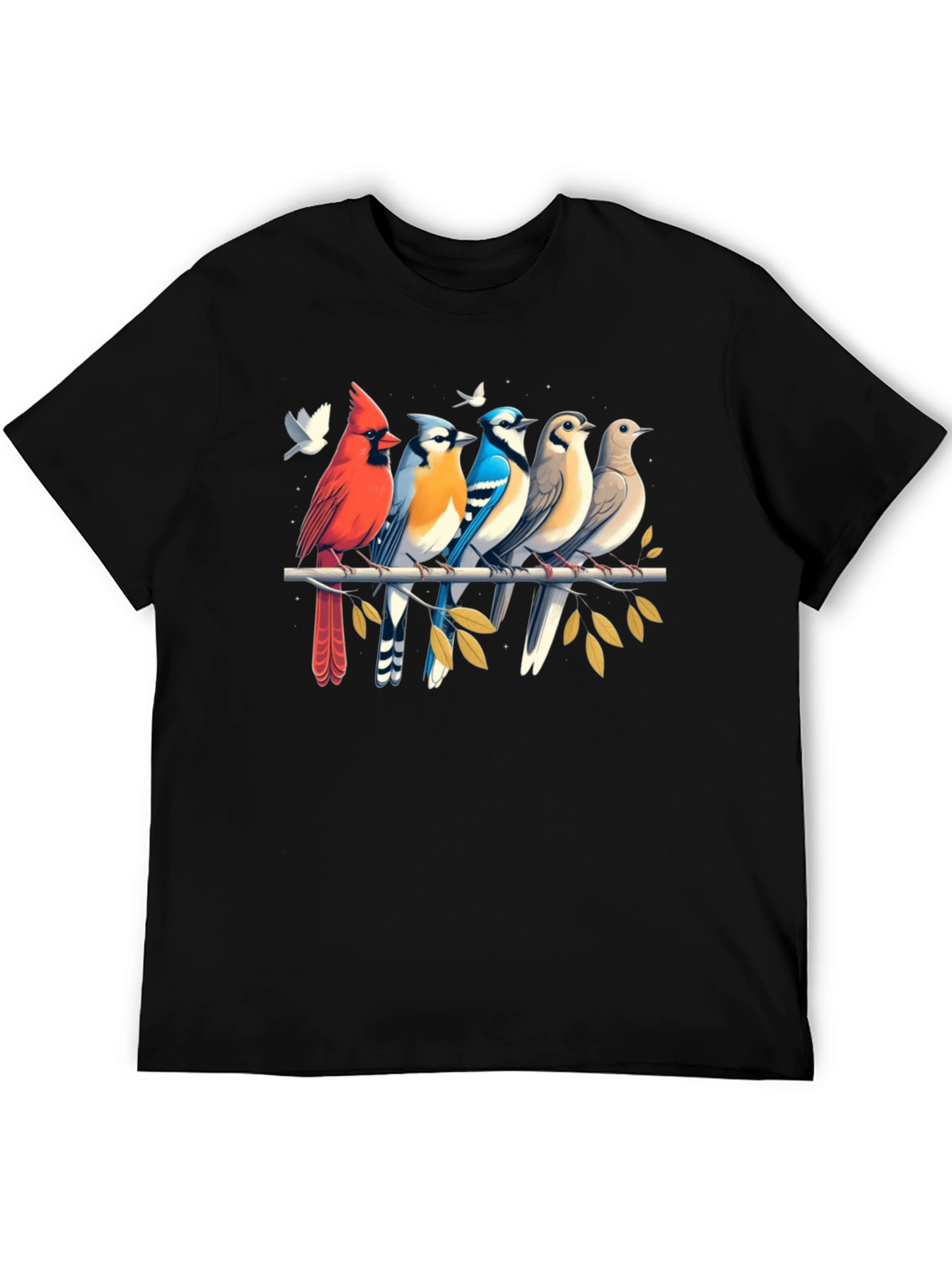 Black Birds on Branch Graphic Tee - Black view 5