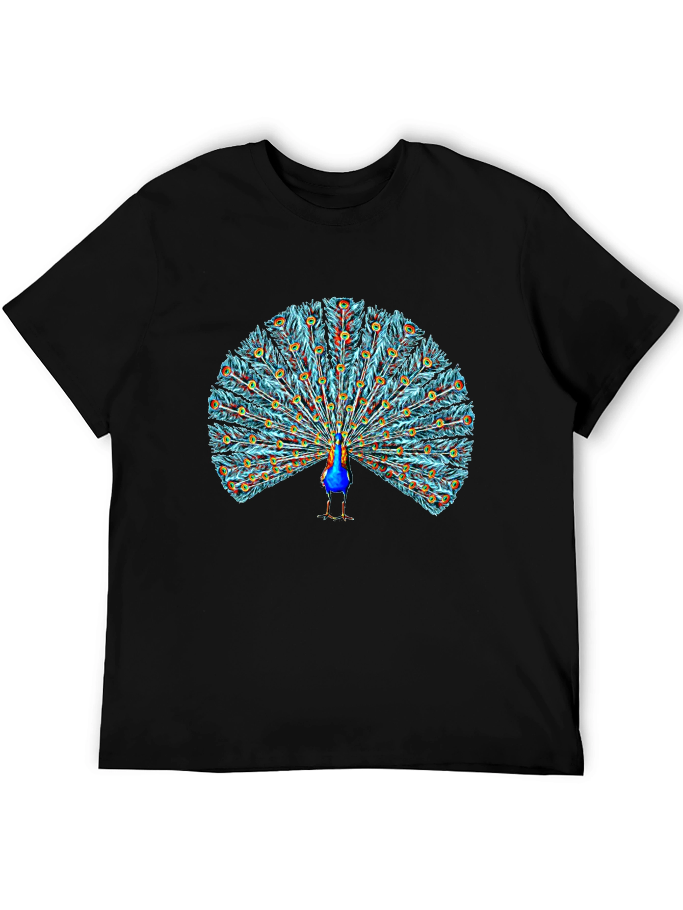 Black Peacock Graphic T-Shirt - Stylish Bird Design - 5