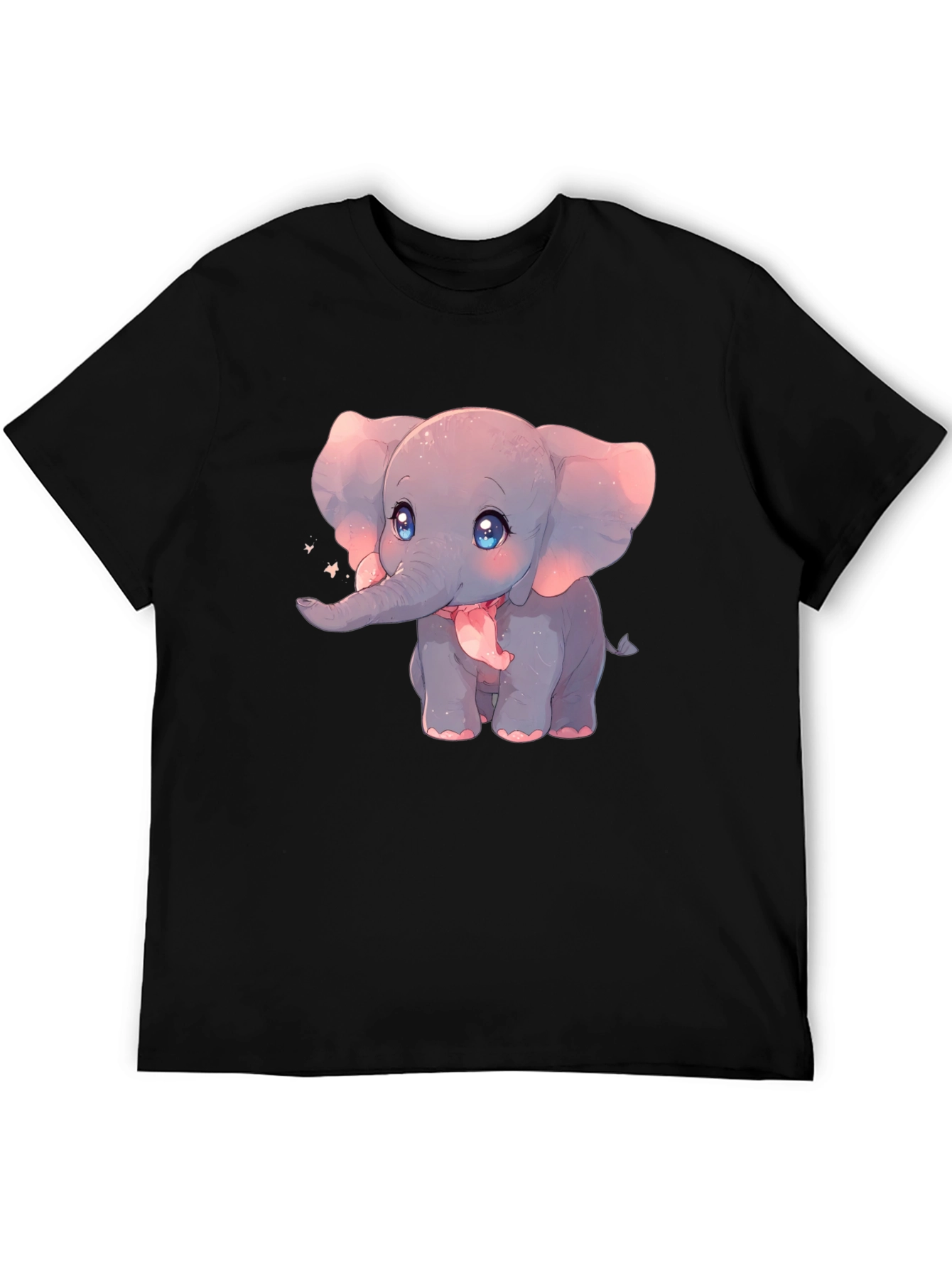 Black Cute Elephant Graphic Black T-Shirt view 5
