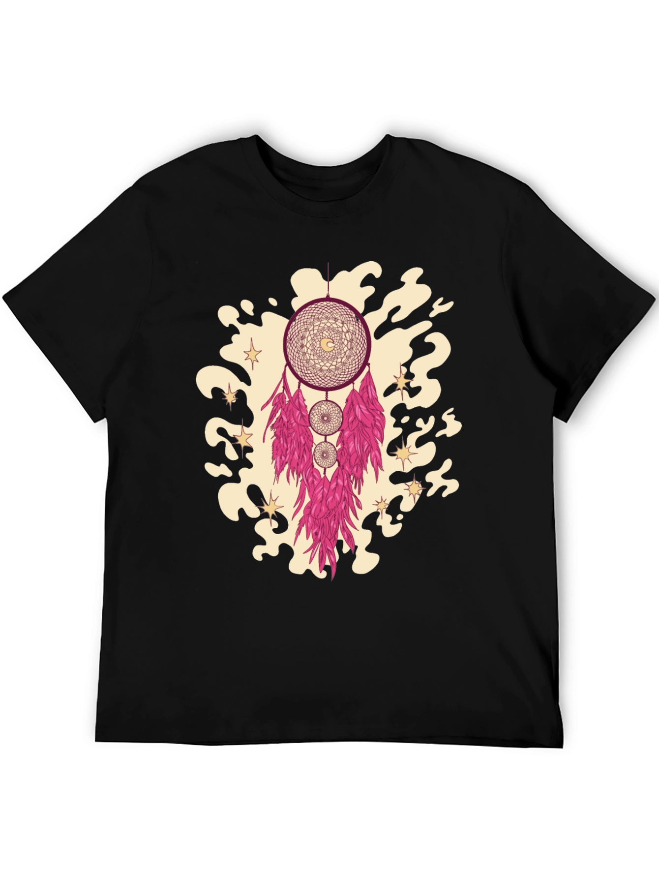 Black Dreamcatcher Graphic Tee - Stylish Black Cotton T-Shirt view 5