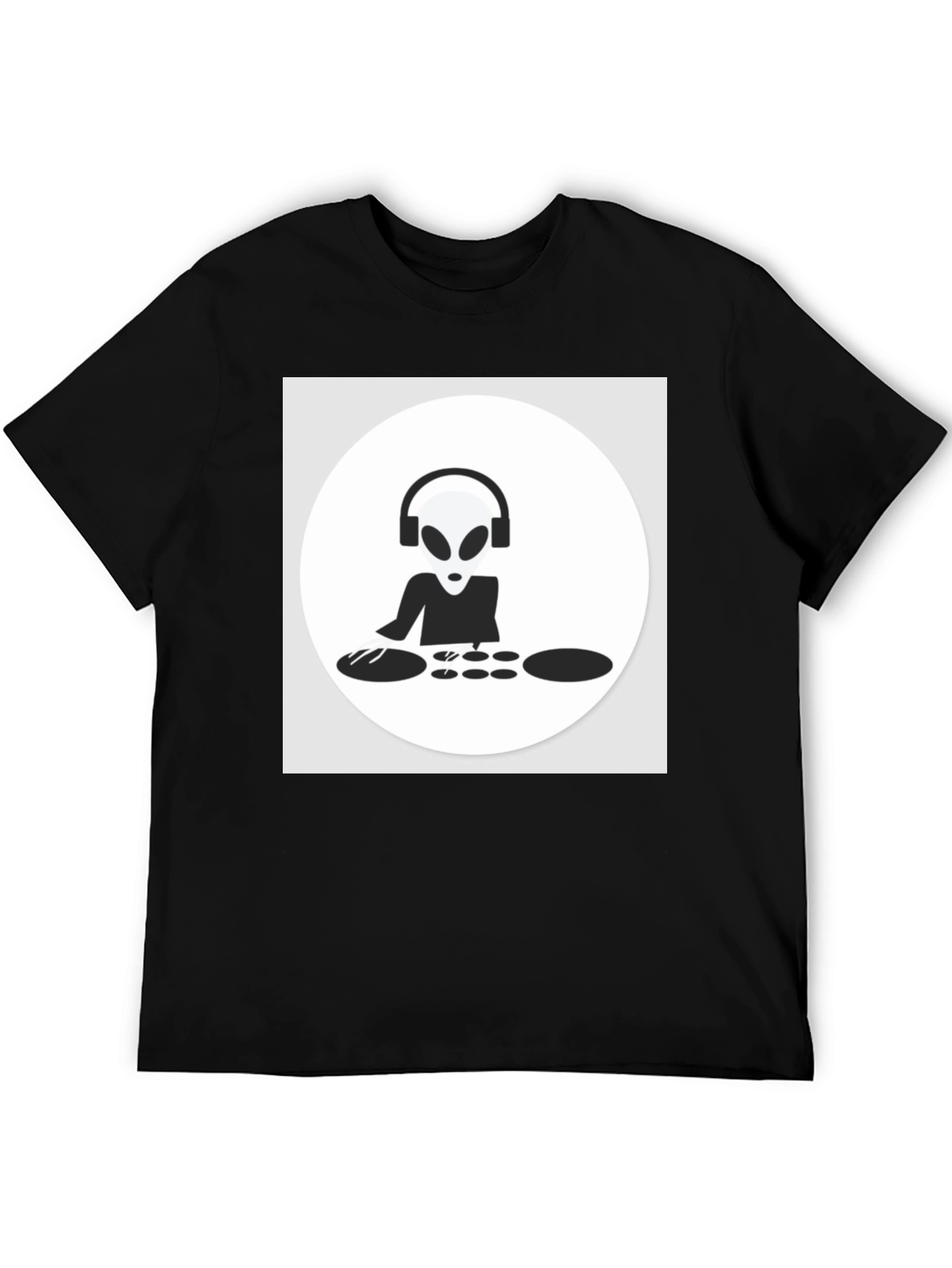 Black DJ Alien T-Shirt - Black Cotton Graphic Tee view 5
