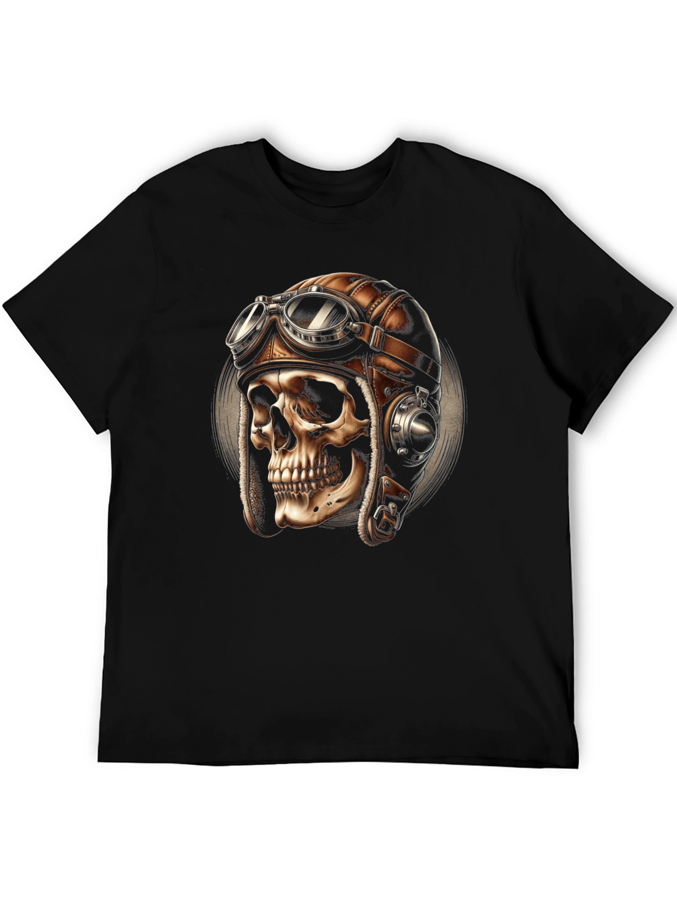 Black Skull Pilot T-Shirt - Vintage Aviator Design view 5