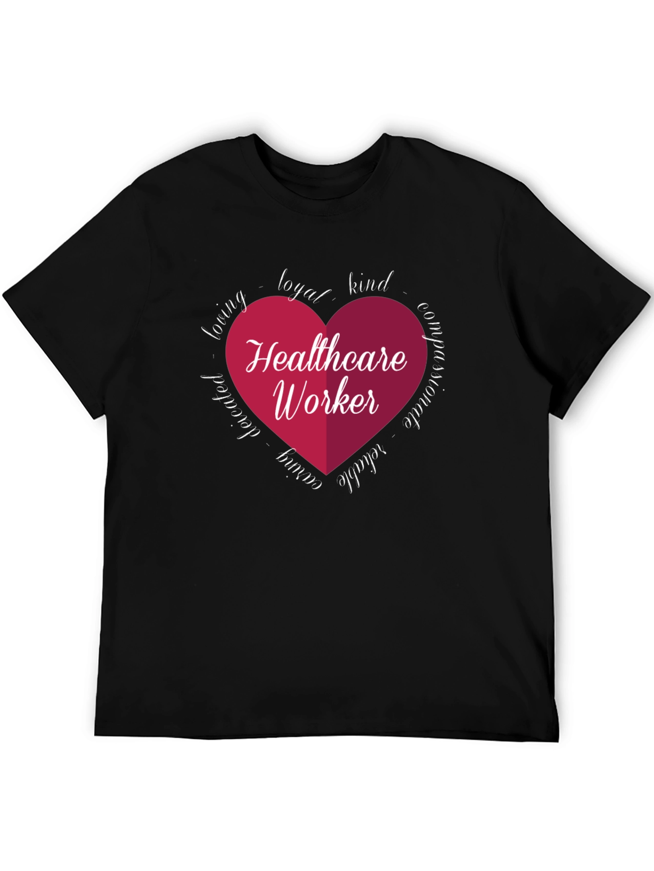Black Healthcare Worker Heart Graphic Tee - Black view 5