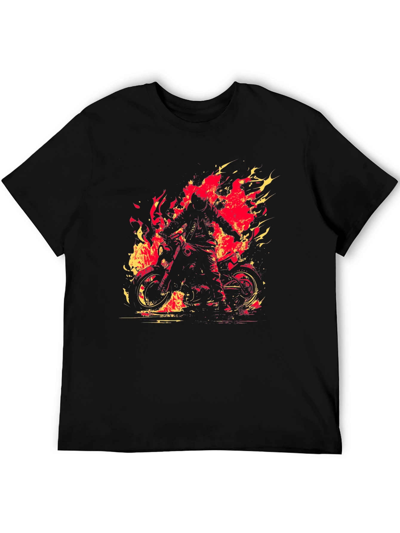 Black Fiery Rider Graphic Tee - Black Motorcycle T-Shirt view 5