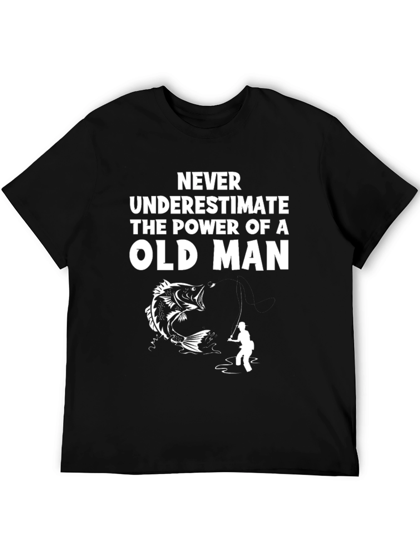 Black Never Underestimate Old Man Fishing T-Shirt view 5