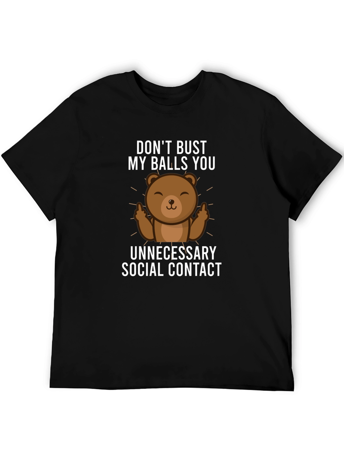 Black Don't Bust My Balls Bear Graphic T-Shirt view 5