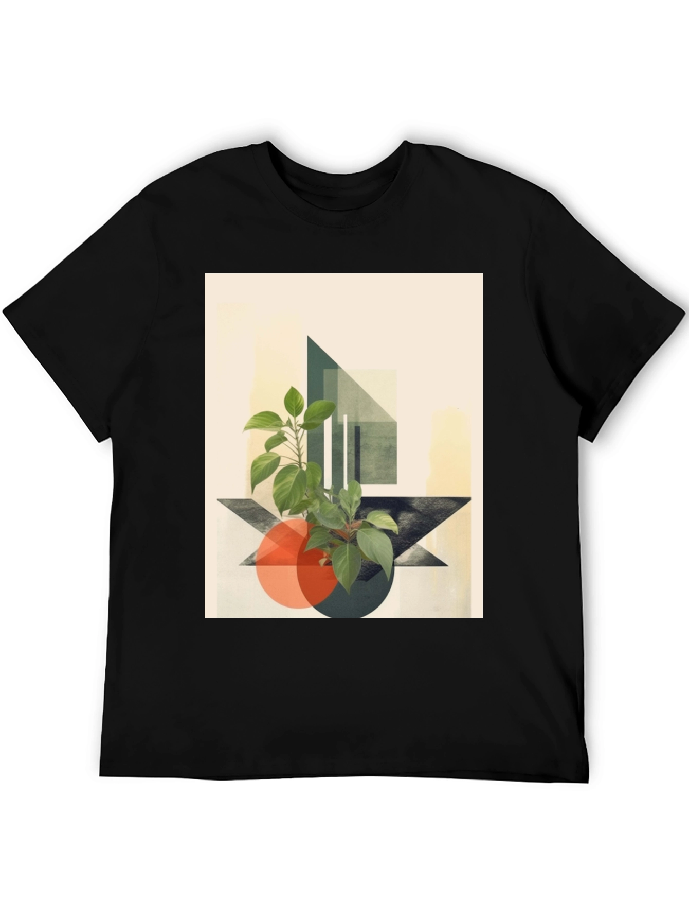 Black Abstract Geometric Plant T-Shirt view 5