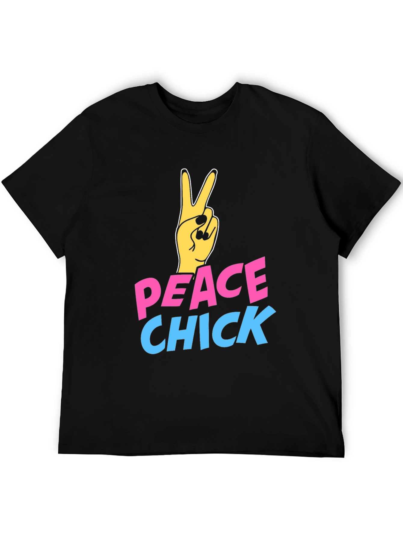 Black Peace Chick Graphic Tee - Black Cotton T-Shirt view 5
