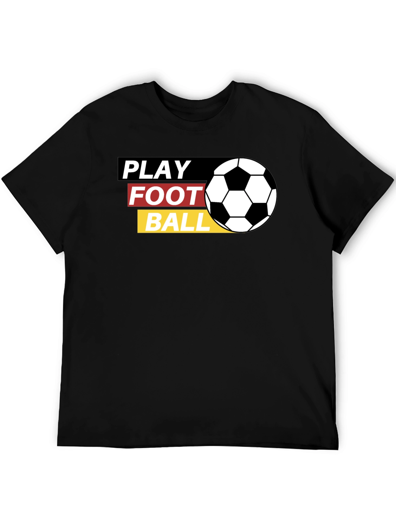 Black Play Football Graphic Tee - Black Cotton T-Shirt view 5