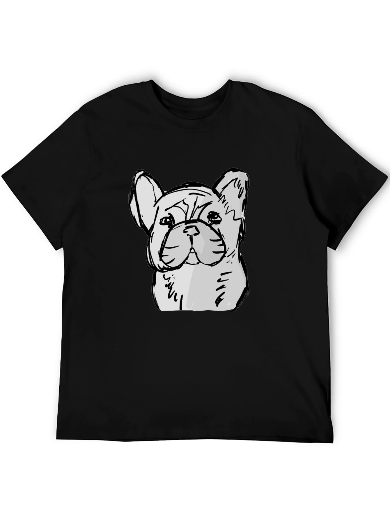 Black French Bulldog Sketch Graphic Black T-Shirt view 5