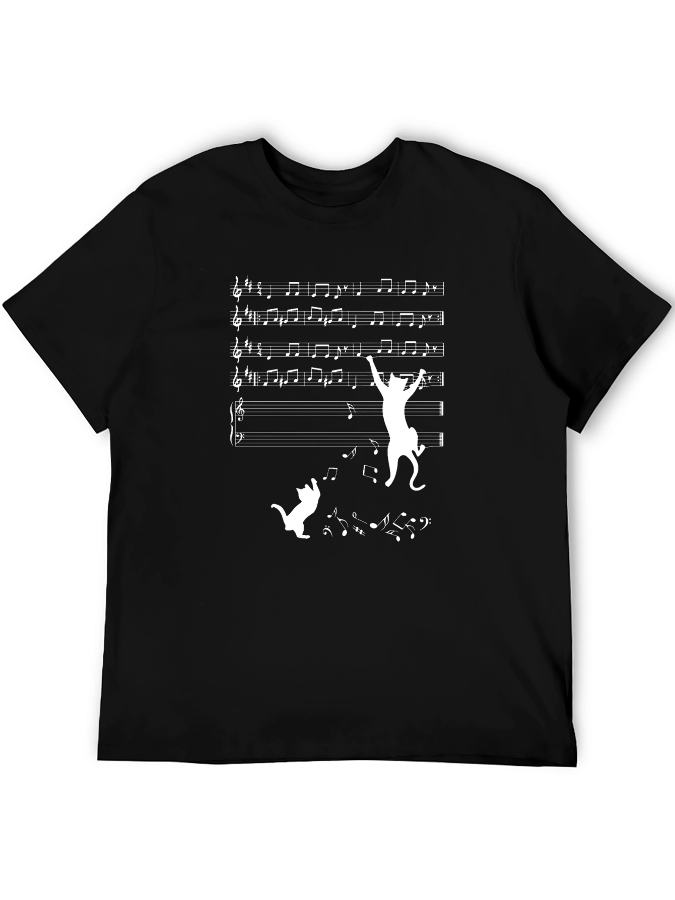 Black Musical Cats Graphic T-Shirt view 5