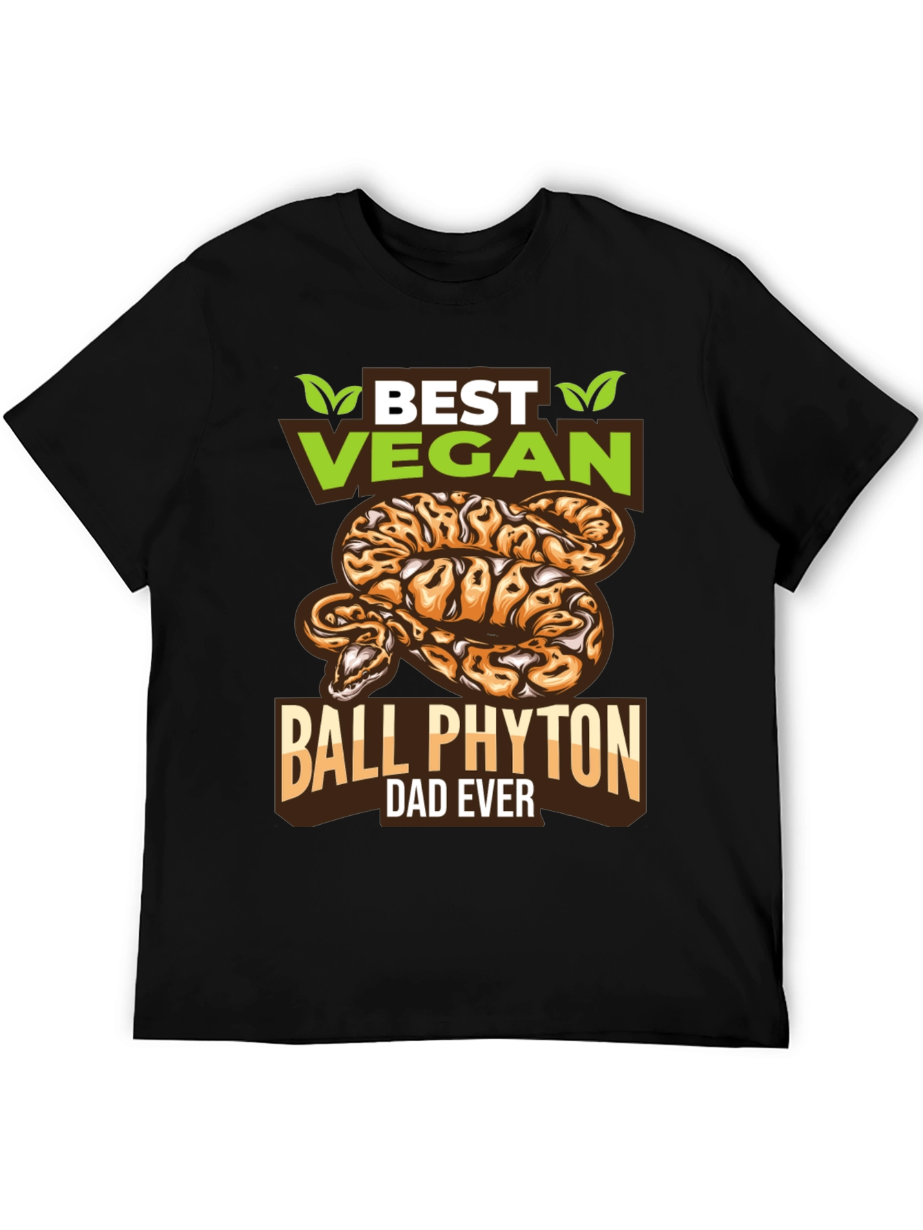 Black Vegan Ball Python Dad T-Shirt - Unique Snake Lover Gift view 5