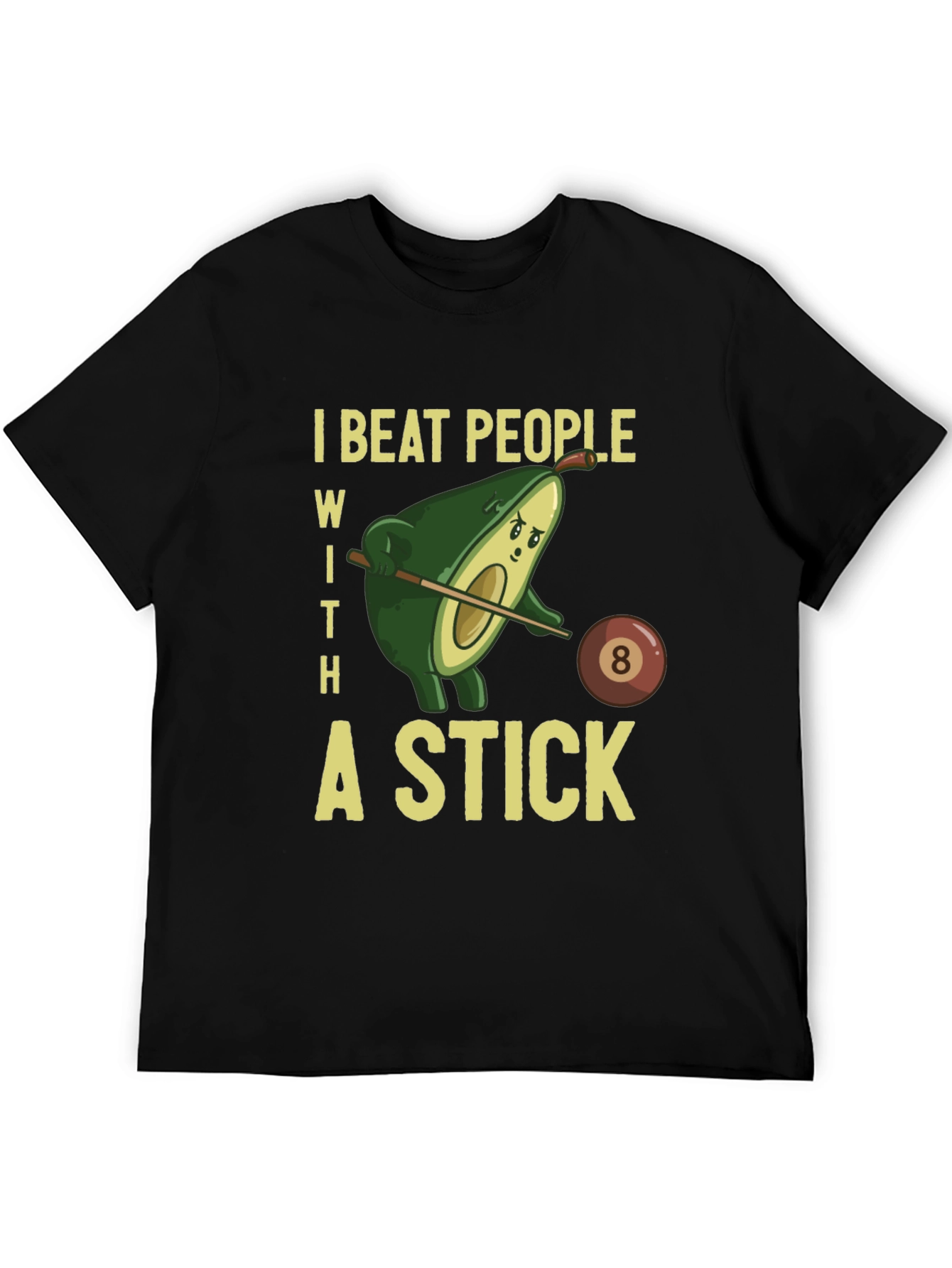 Black Funny Avocado Billiards T-Shirt view 5