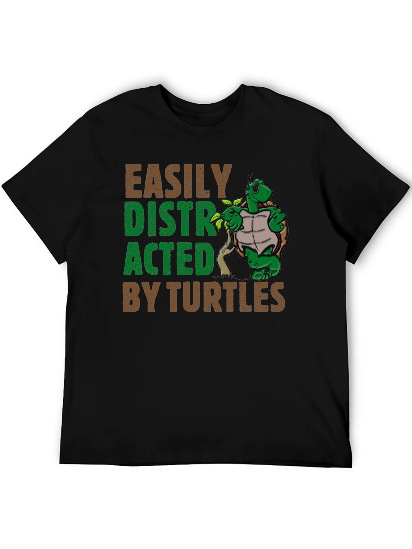 Black Easily Distracted By Turtles Graphic T-Shirt view 5