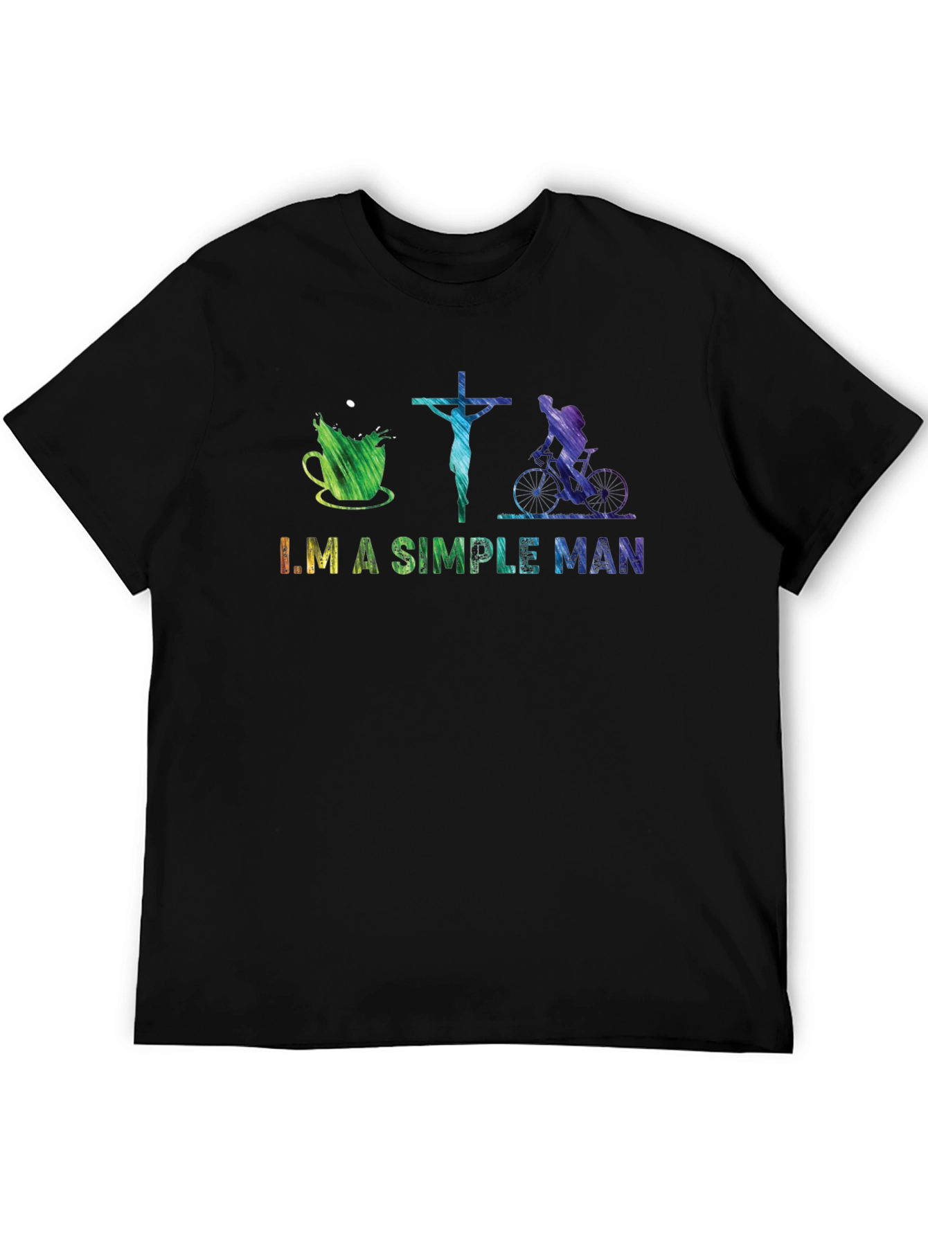 Black I'm A Simple Man T-Shirt: Coffee, Jesus, Biking view 5