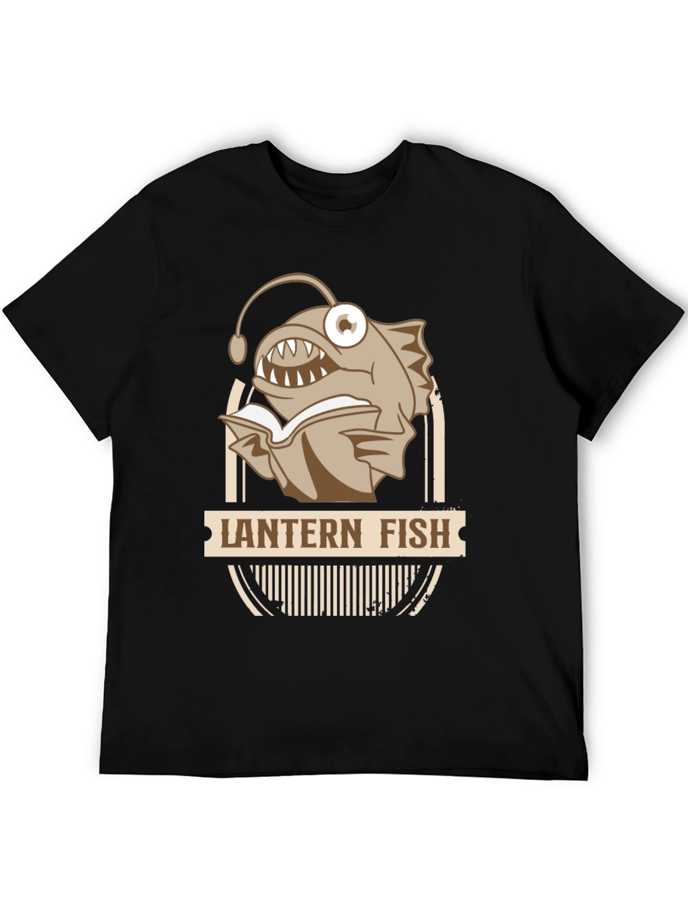 Black Lantern Fish Reading Book T-Shirt view 5