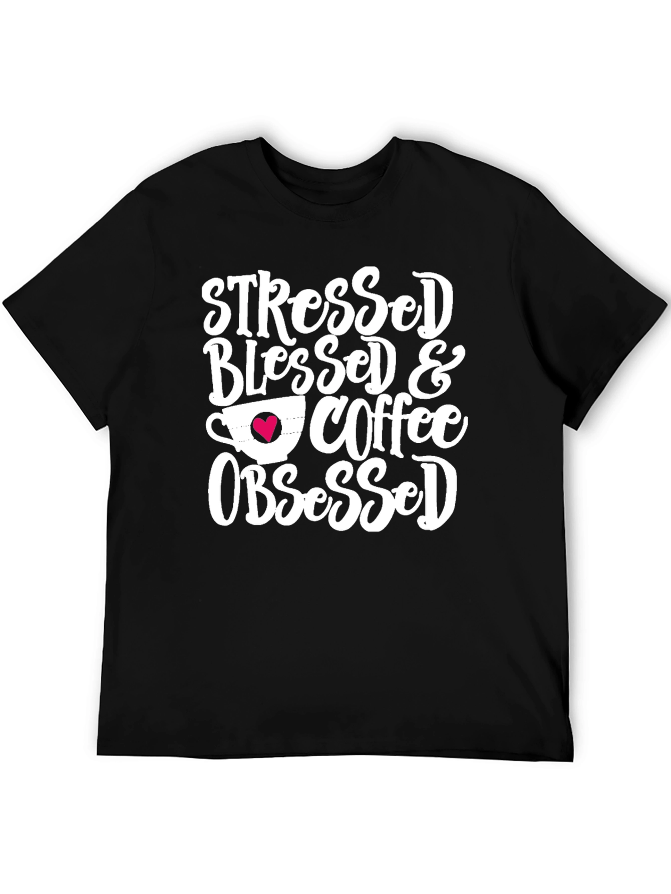 Black Stressed Blessed & Coffee Obsessed Graphic Tee view 5