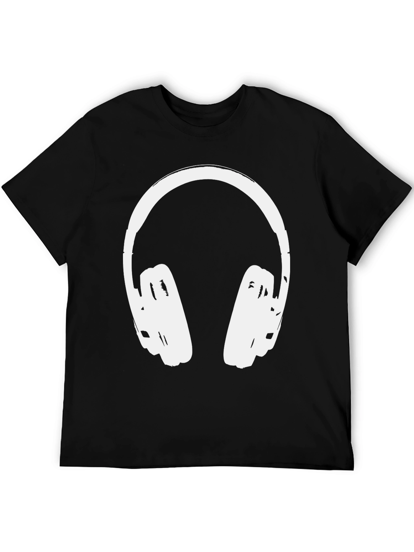 Black Cool Headphones Graphic Tee - Black Casual Shirt view 5