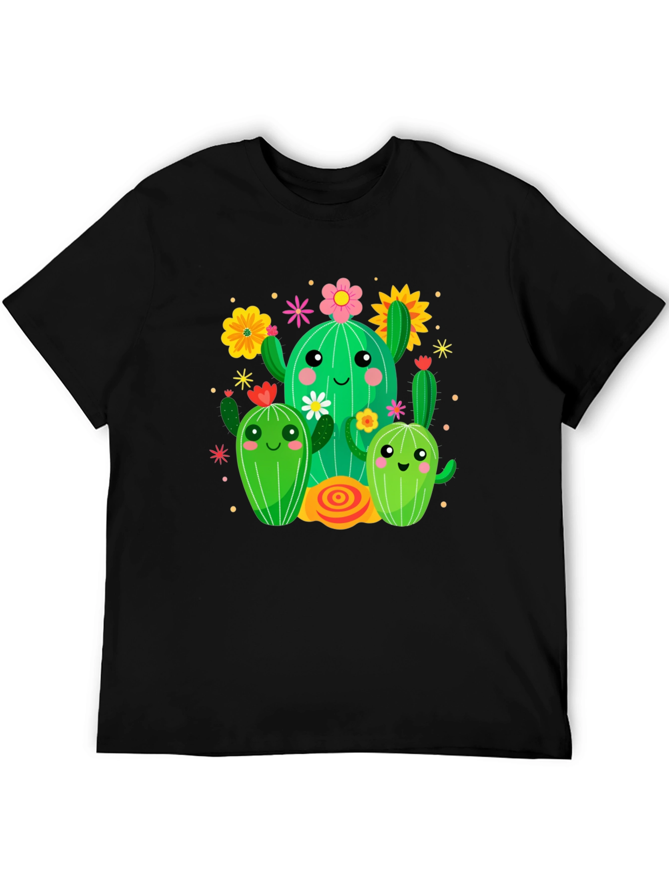 Black Cute Cactus Crew Graphic Tee - Fun & Stylish view 5
