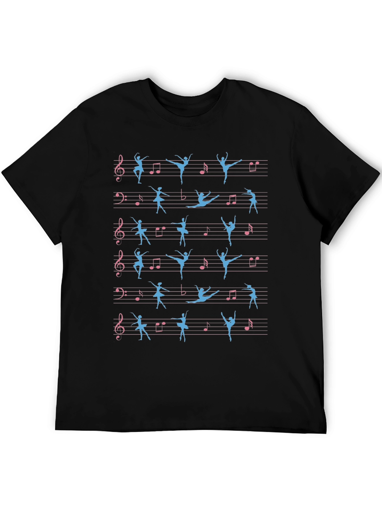 Black Ballet & Music Tee - Dancer Sheet Music Shirt view 5