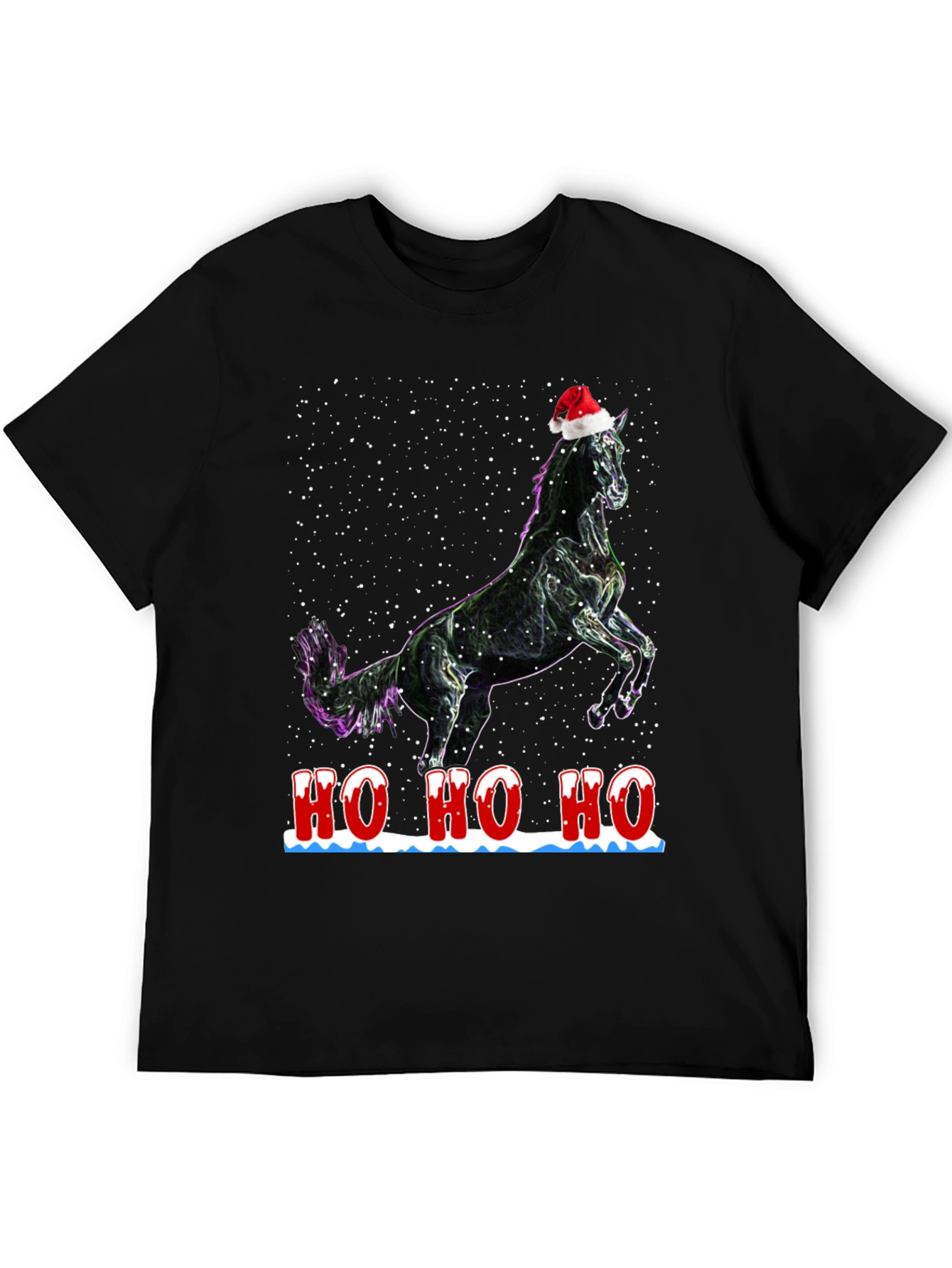 Black Festive Horse T-Shirt - Holiday Cheer view 5