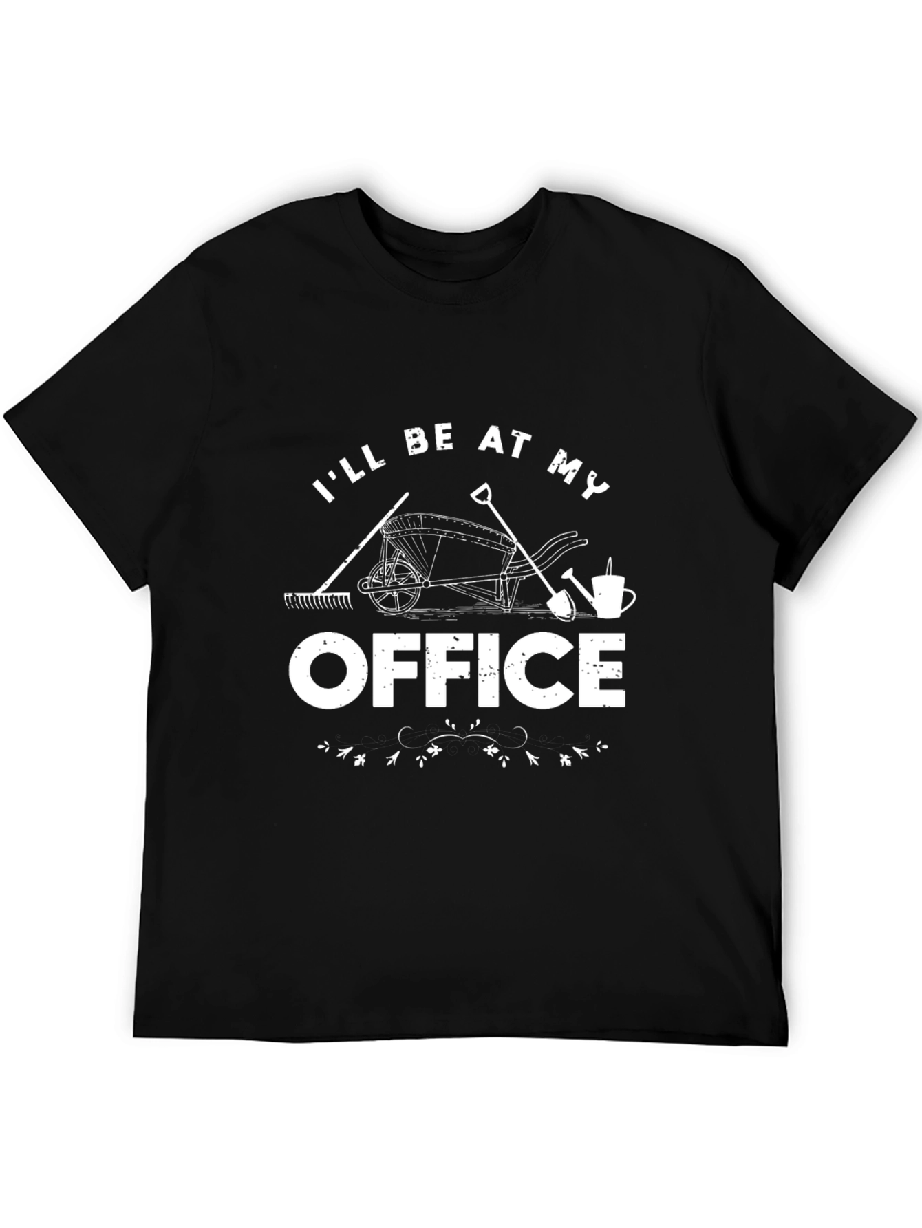 Black Gardener's Office T-Shirt - Black Cotton Graphic Tee view 5
