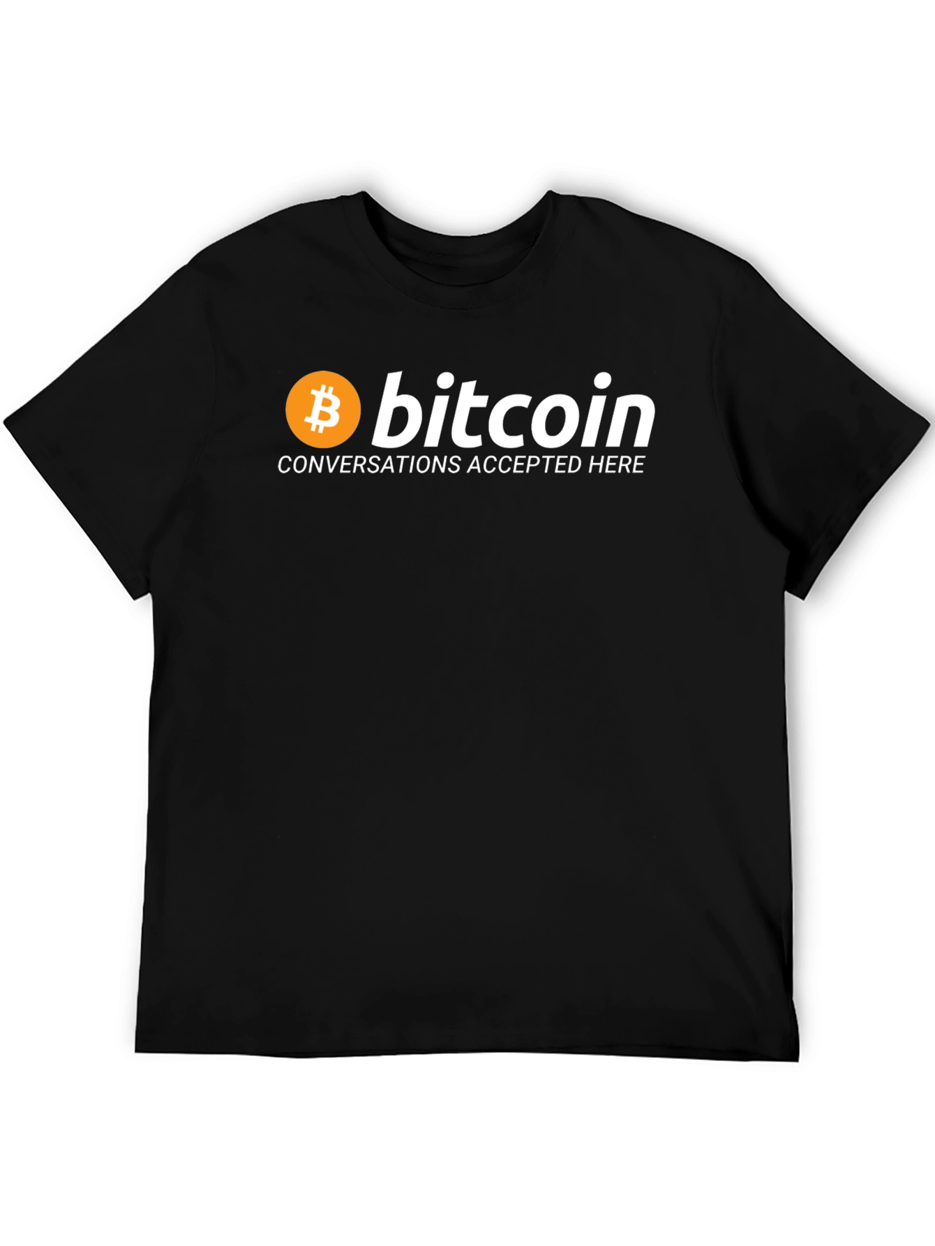 Black Bitcoin T-Shirt Crypto Currency Conversations Tee view 5