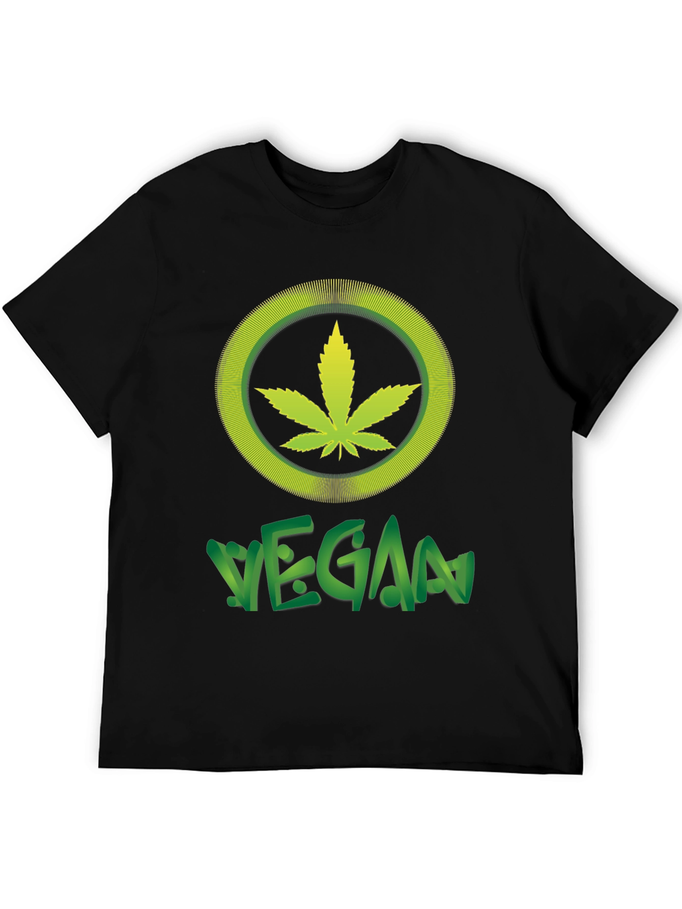 Black Vegan Marijuana Leaf T-Shirt - Black Cotton Tee view 5