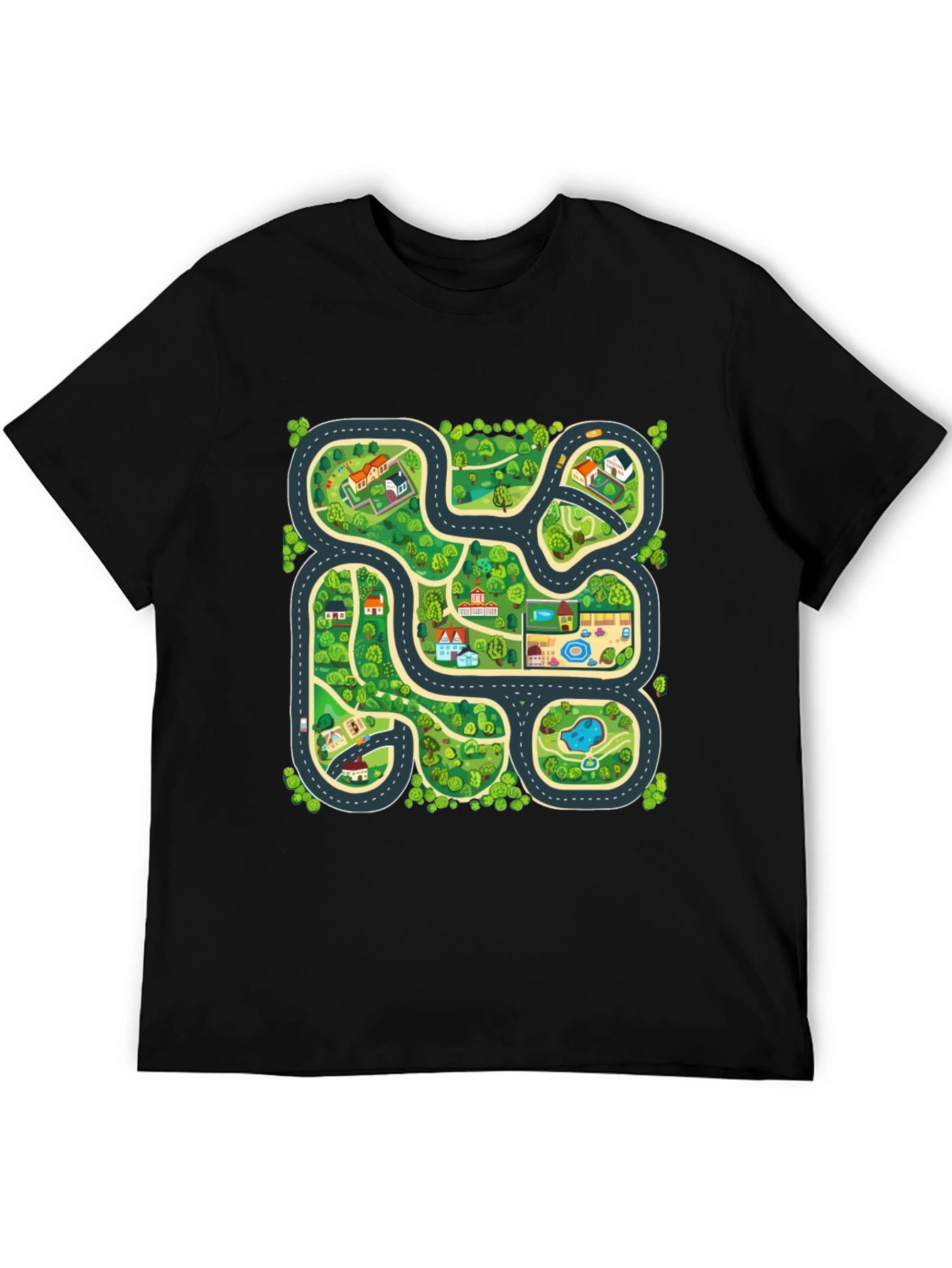 Black City Map Graphic T-Shirt - Playful Design, Soft Cotton view 5