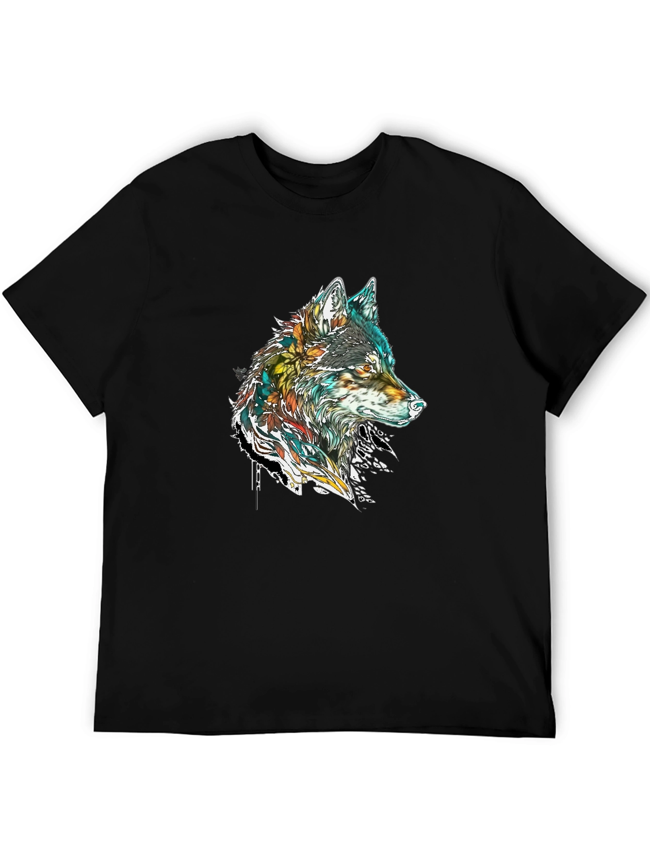 Black Wolf Graphic Print Black T-Shirt view 5