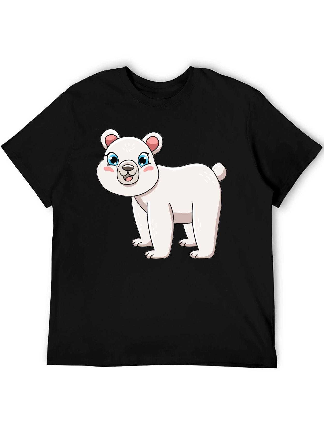 Black Cute Polar Bear Graphic Black T-Shirt view 5