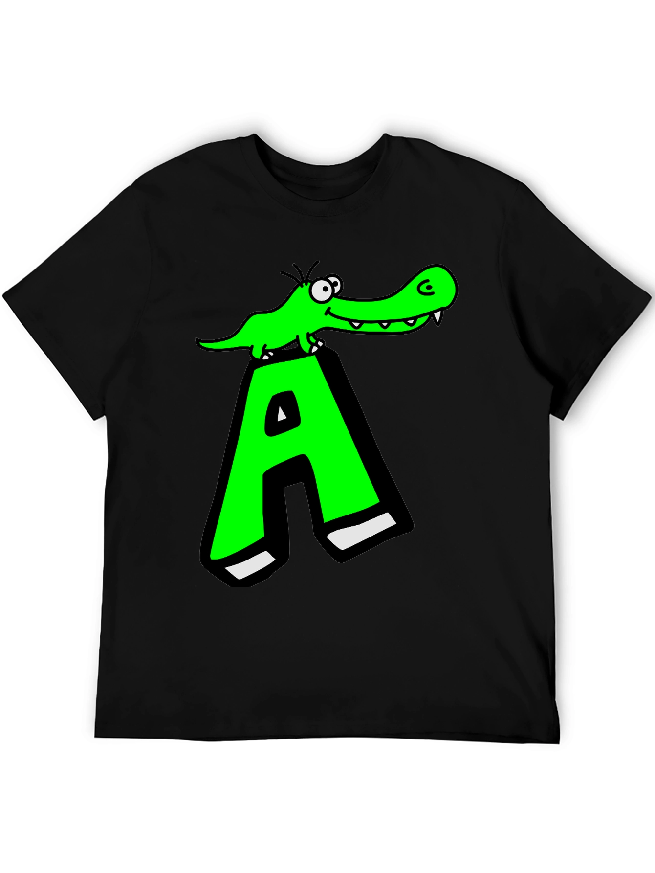 Black Funny Alligator 'A' Graphic T-Shirt view 5