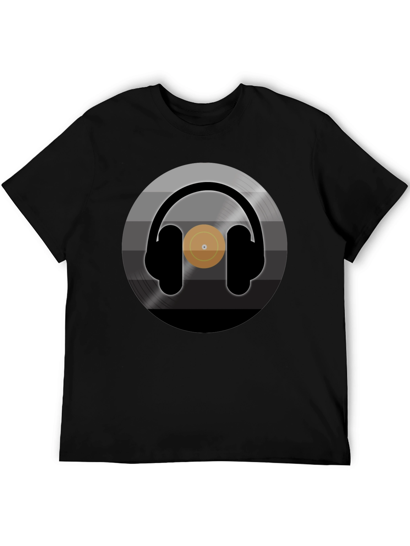 Black Headphones Record Graphic T-Shirt - Music Lover Tee view 5